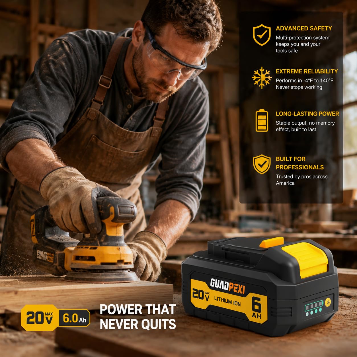 Batería de repuesto para DeWalt DCB207, paquete de 2 baterías de iones de litio de 20 V 6.0 Ah para herramientas DeWalt 20V Max (DCB200/201/203/204/207), alta potencia y larga duración (2)