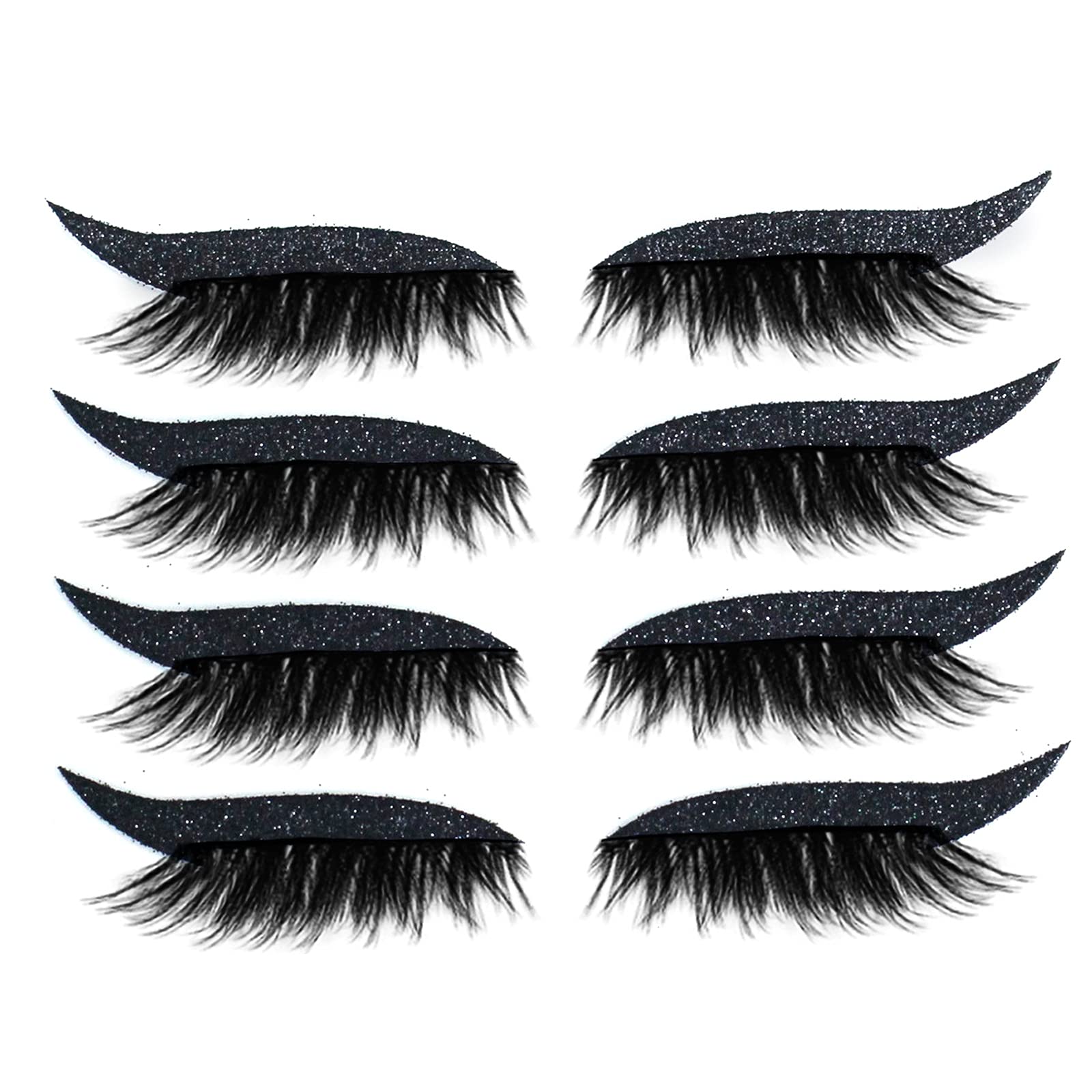 4 Pairs Eyeliner Stickers with Eyelash -Reusable Adhesive Eyeliner Eyelash Makeup Stickers -Cosmetic Quick Easy Application -Double Eyelid Tape Invisible Self-Adhesive Eye Line Strip Sticker