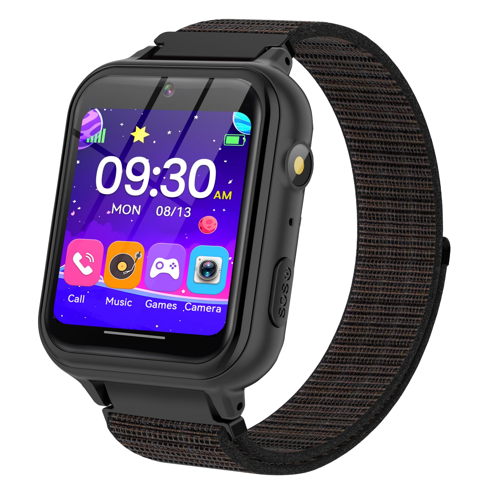 PTHTECHUS Smartwatch per Bambini, Telefono Smartwatch con Lettore Musicale Giochi SOS per Ragazzi e Ragazze Contapassi Fotocamera Orologio per Bambino 4-12 Anni Regalo, Nero