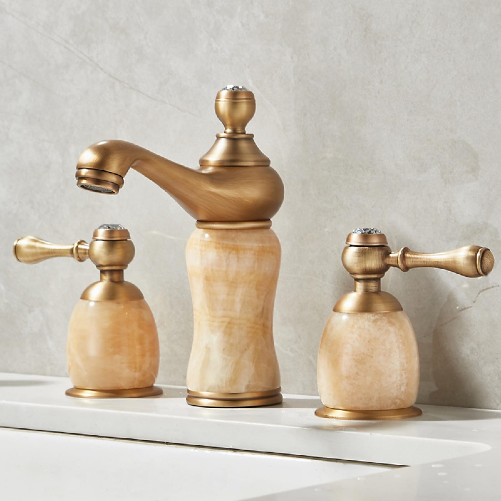 Bathroom Bronze, Marble, Jade Three-Hole Faucet