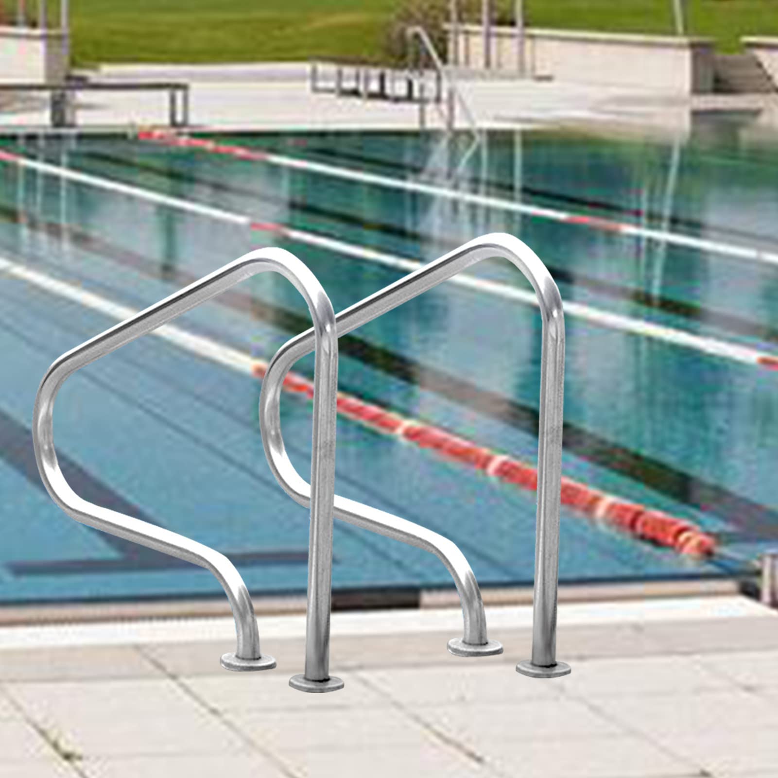 Main courantes de piscine en acier inoxydable à 3 coudes haute résistance