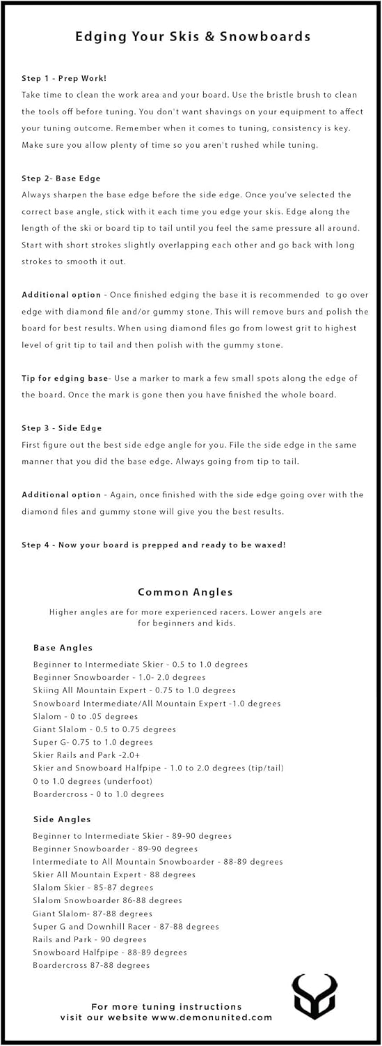DEMON UNITED Professional Base Edge Tuner- Base Edge File for ski and snowbaord