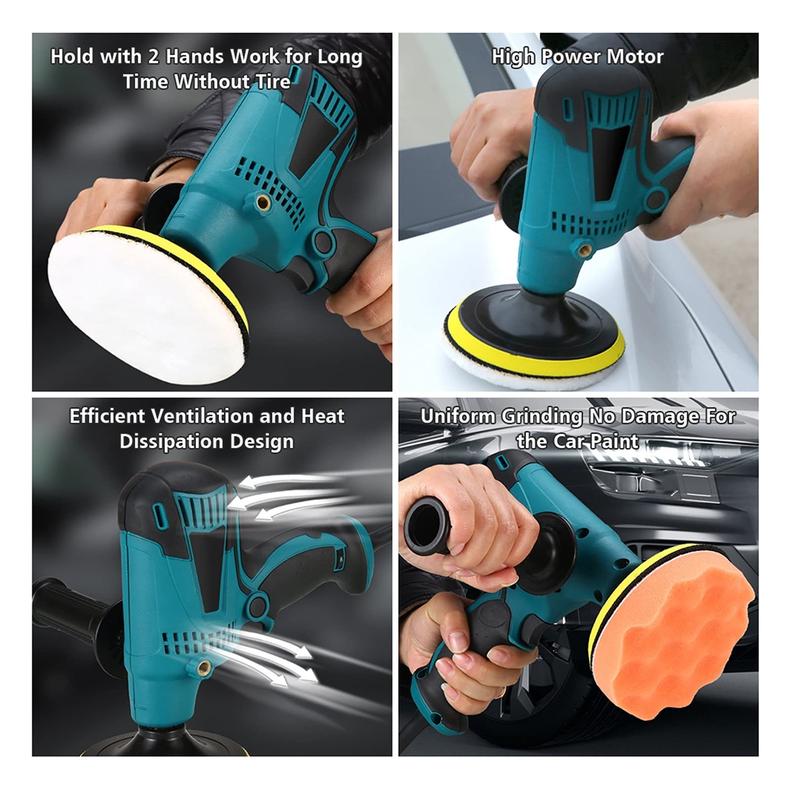 つやあり OHMOTORバッファポリッシャー、1580 WロータリーカーバッファポリッシャーWaxer、7可変速度5003300 RPM