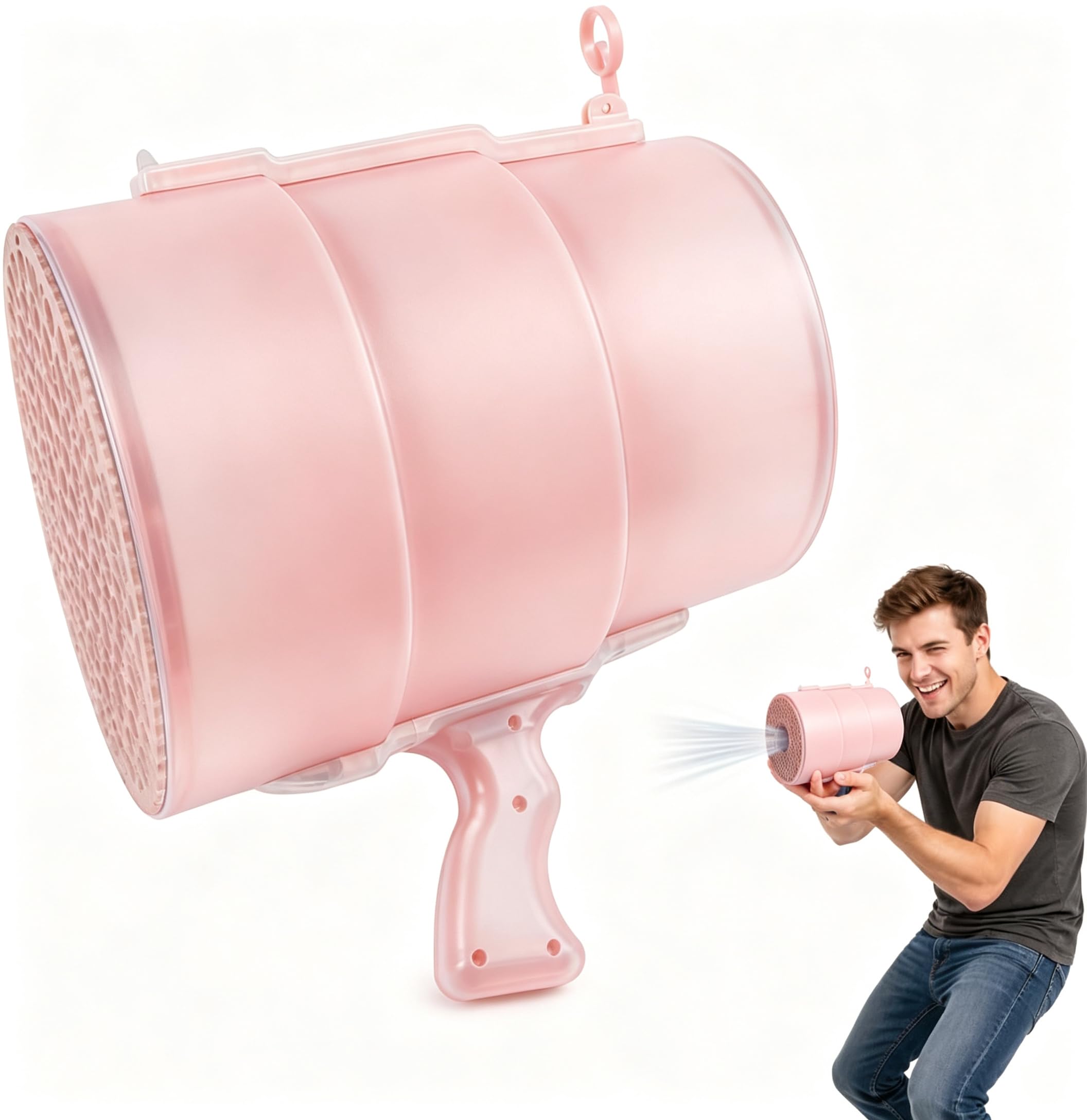 Air Blaster Toy, Handheld Air Cannon with Pop-Up Sight, Pink