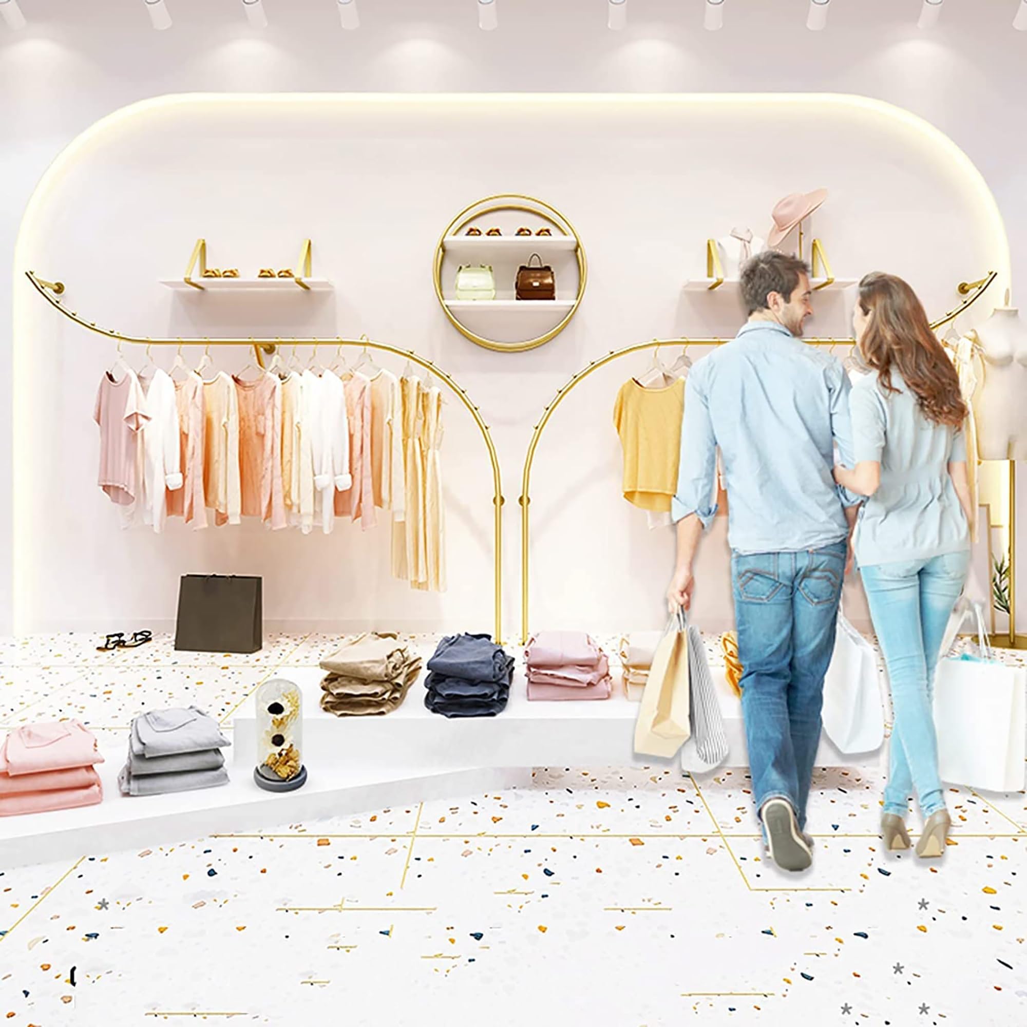 Boutique Display Furniture Wall Mounted Creative Display Garment Racks ...