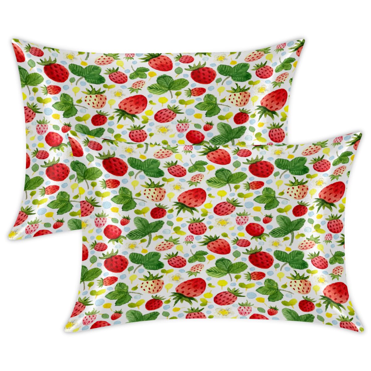 Confezione da 2 federe in raso fragola per capelli e pelle, con chiusura a busta, super morbide, antirughe, antimacchia, setose, 50,8 x 101,6 cm