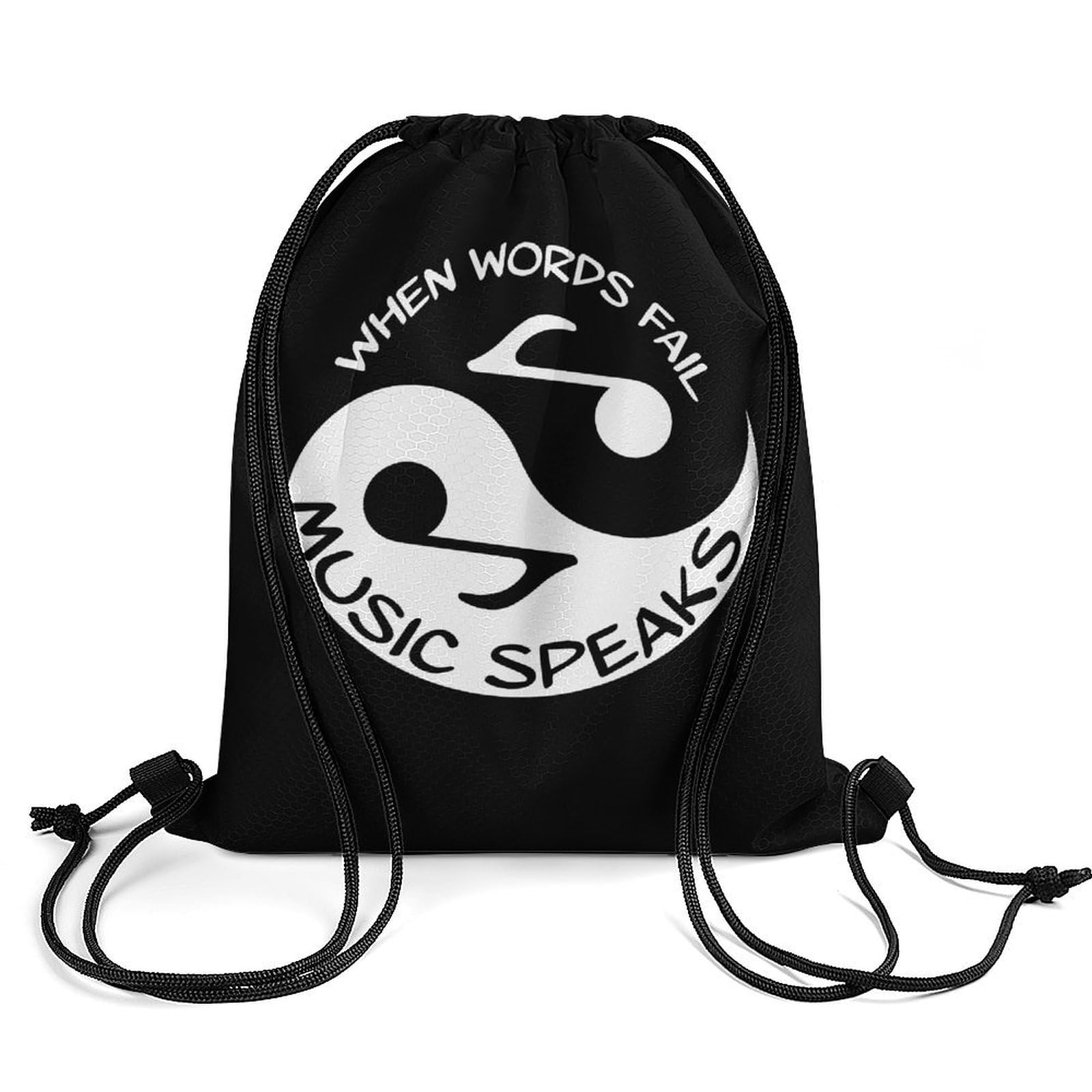 Yin And Yang Music Notes Drawstring Backpack Durable Sport Gym Bags Daypack for Men Women 35 * 42cm