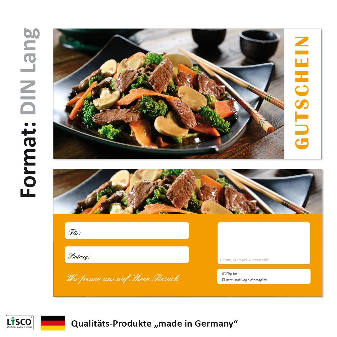 Geschenkgutscheine (GUT-701) Gutscheine Gutscheinkarten für Bereiche wie Gastronomie Fleisch Grillen Restaurant Nudeln (200)