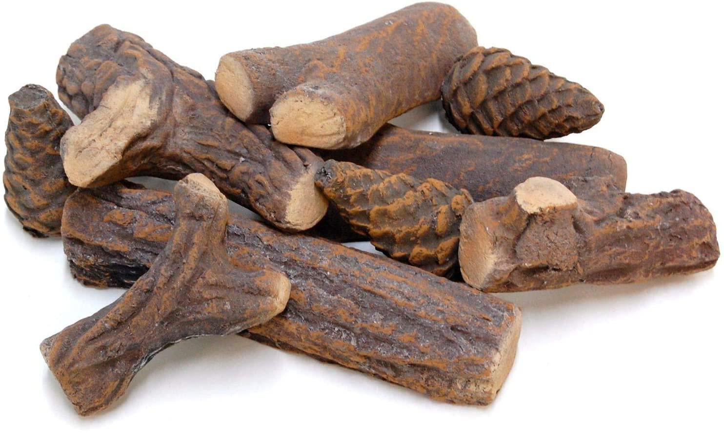 Set di 9 pezzi in legno ceramico effetto legno per il vostro camino a bioetanolo o a gas