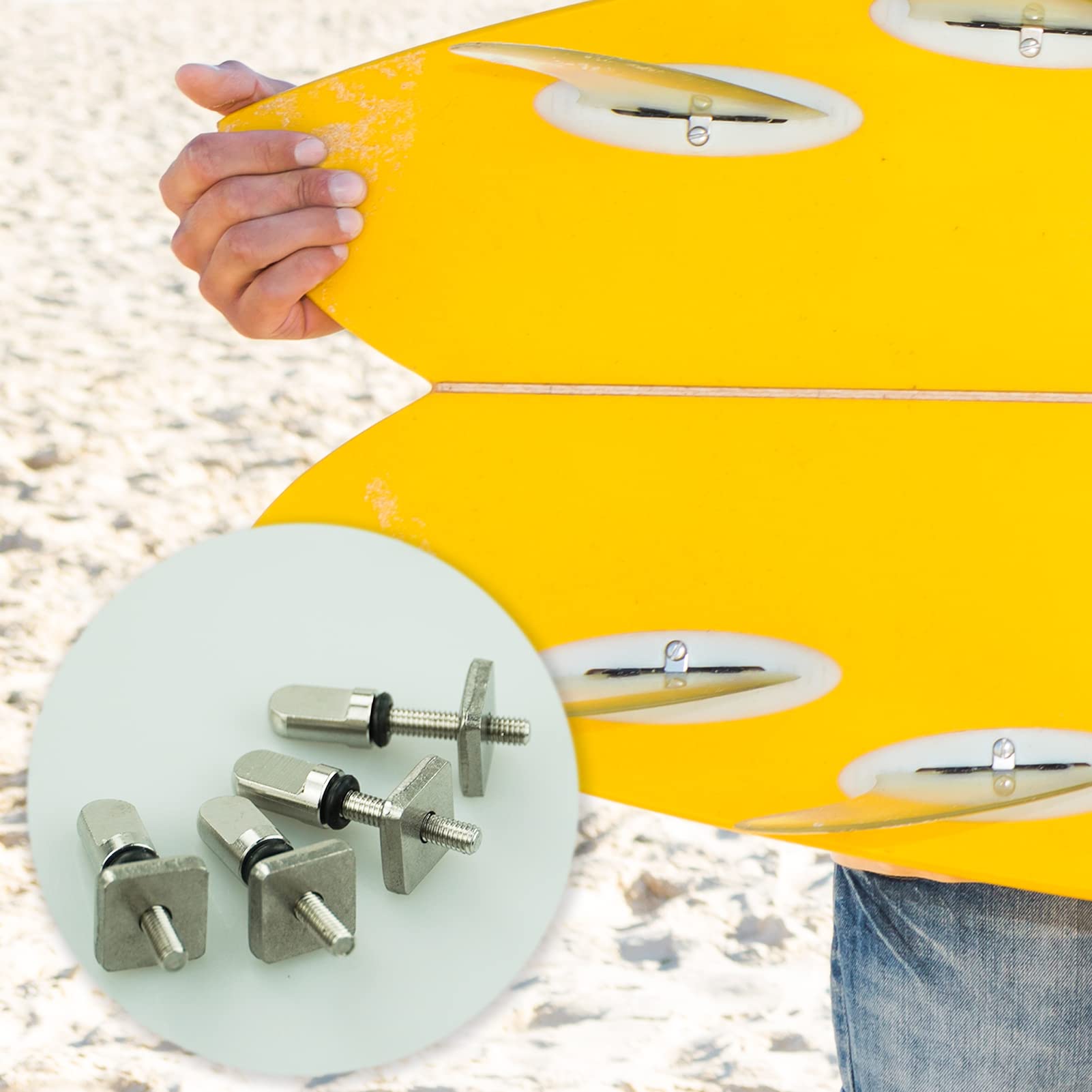 SZCXDKJ Kit de pernos de aleta de acero inoxidable para tablas de surf, accesorios de repuesto para tabla larga, SUP inflable, tablas de remo, plata