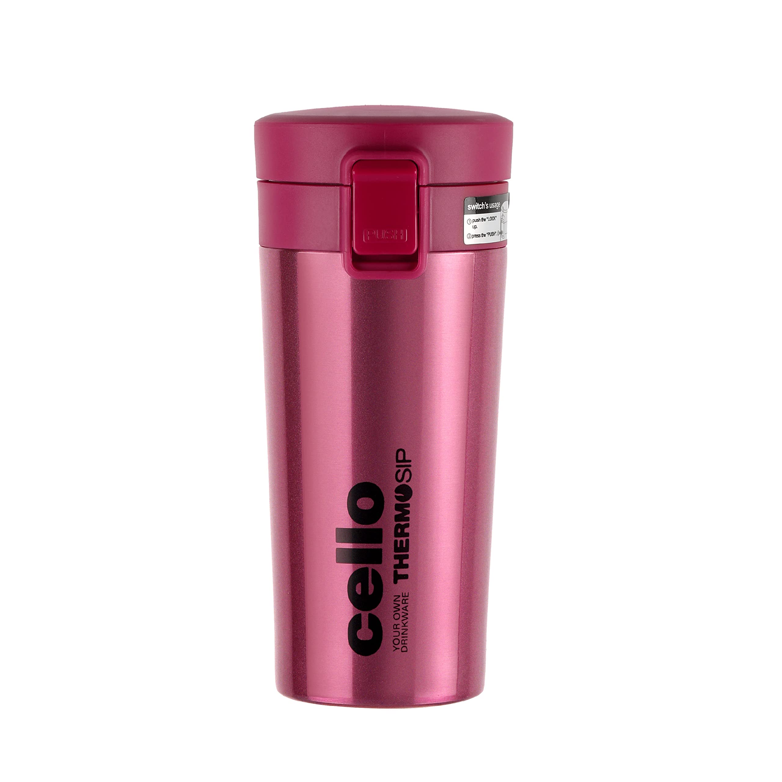 Cello Monty Stainless Steel Flask, 450ml, Pink