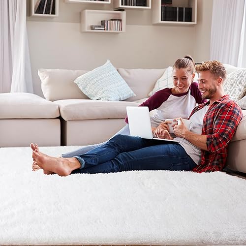 Vista 181 de Alfombras para dormitorio de niñas sala de estar: alfombra de área peluda de 5 x 7 para sala de juegos de niños, alfombra peluda de felpa pastel