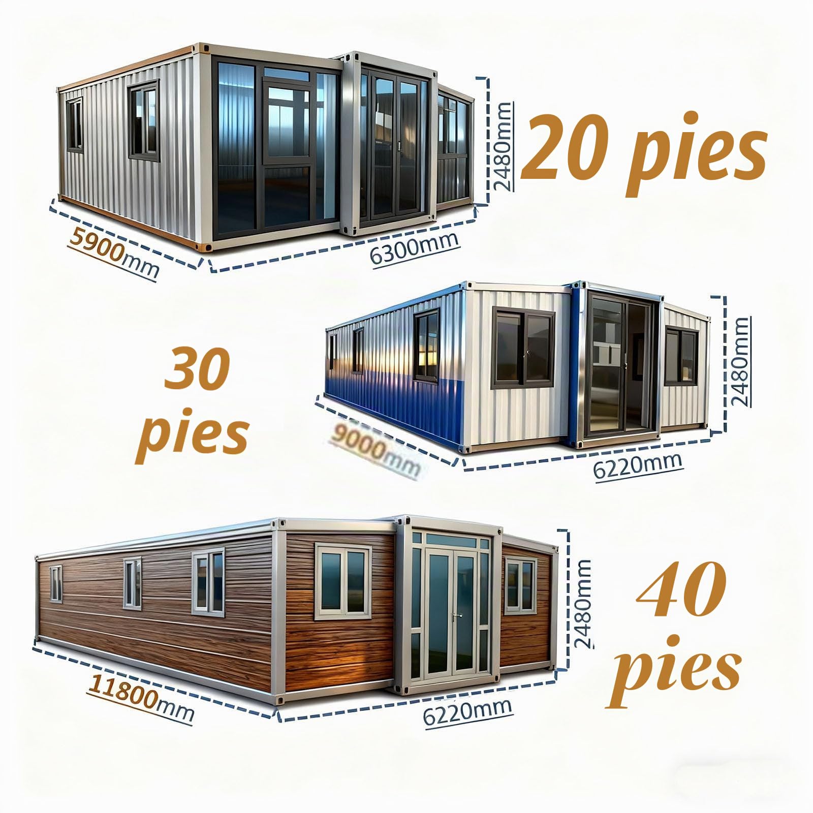 Minicasas para vivir para adultos, casa prefabricada expandible - Casa modular portátil plegable con contenedor de cocina, baño, 1-3 dormitorios - Ideal para familia, oficina, alquiler