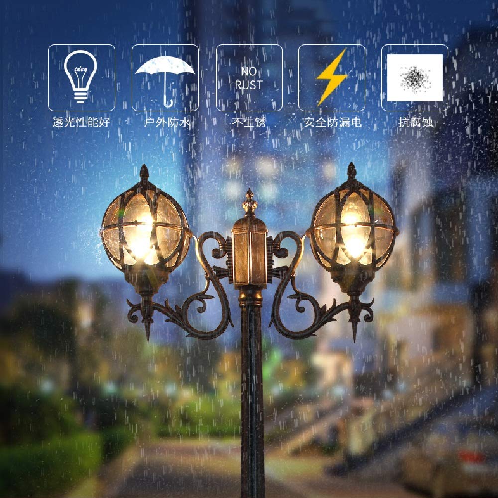 Latarnie zewnętrzne, 2-światła Ścieżka Lampa drogowa Kula Patio Krajobraz Latarnie uliczne Zewnętrzna wodoodporna szklana kula Lampa na cokole Kolumna Światła słupkowe Amerykański dom mieszkalny Taras
