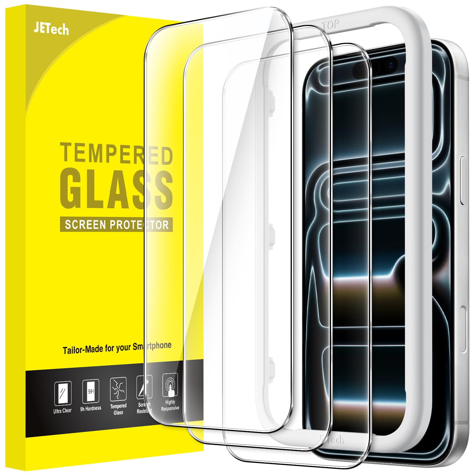 JETech Pellicola Protettiva per iPhone 17 Pro Max 6,9 Pollici, Vetro Temperato Film con Strumento di Facile Installazione, 9H Durezza, Compatibile con Custodia, 3 Pezzi