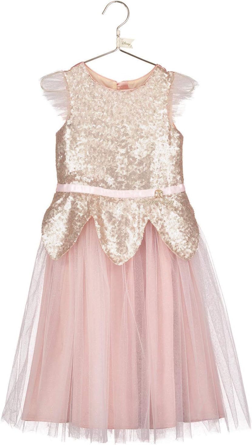 Disney Boutique Collection Girls Tinker Bell Rose Gold Sequin Dress Age 3-4 Years