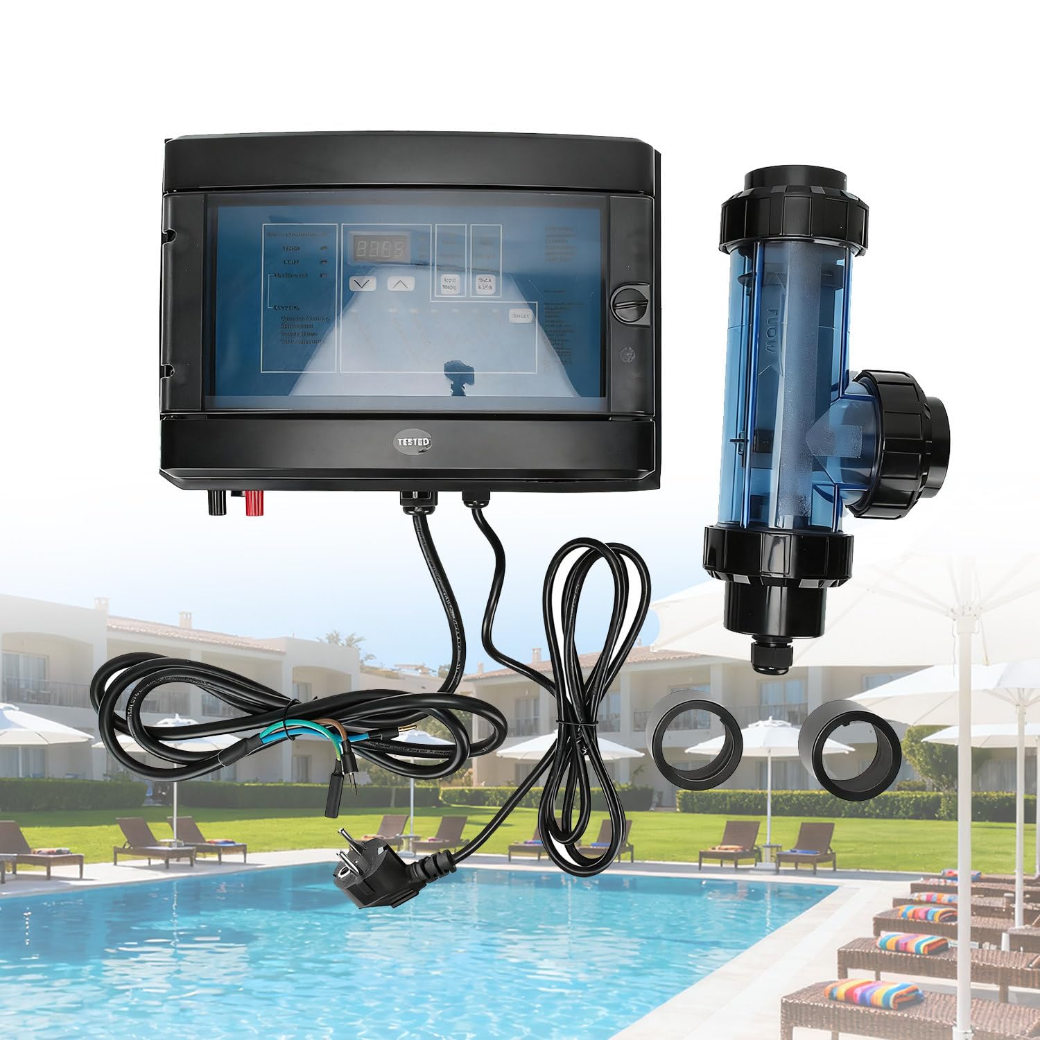 Machine d'électrolyse au chlore au sel avec fonction de nettoyage automatique à trois vitesses pour piscines et spas domestiques et commerciaux