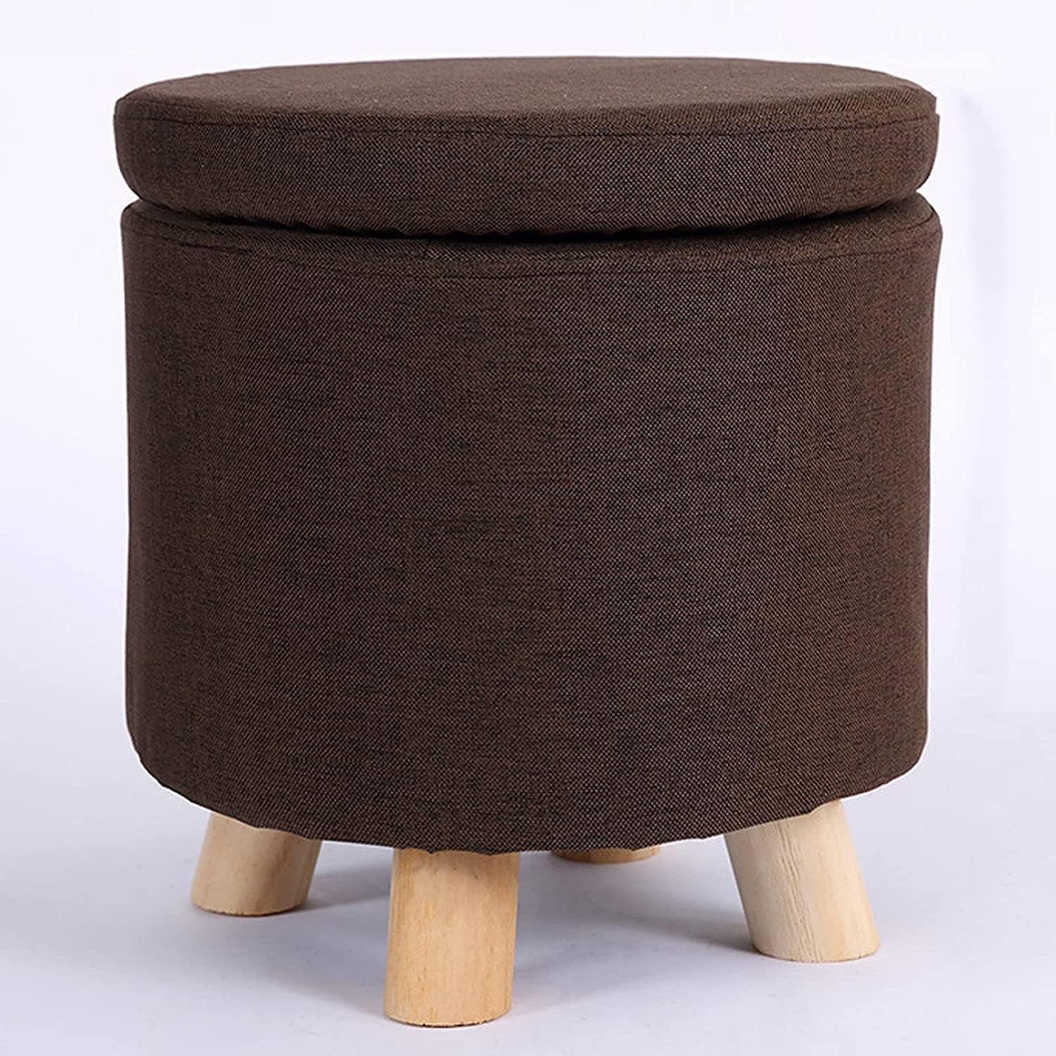 Coffre de rangement bas en coton et lin marron pour gain de place