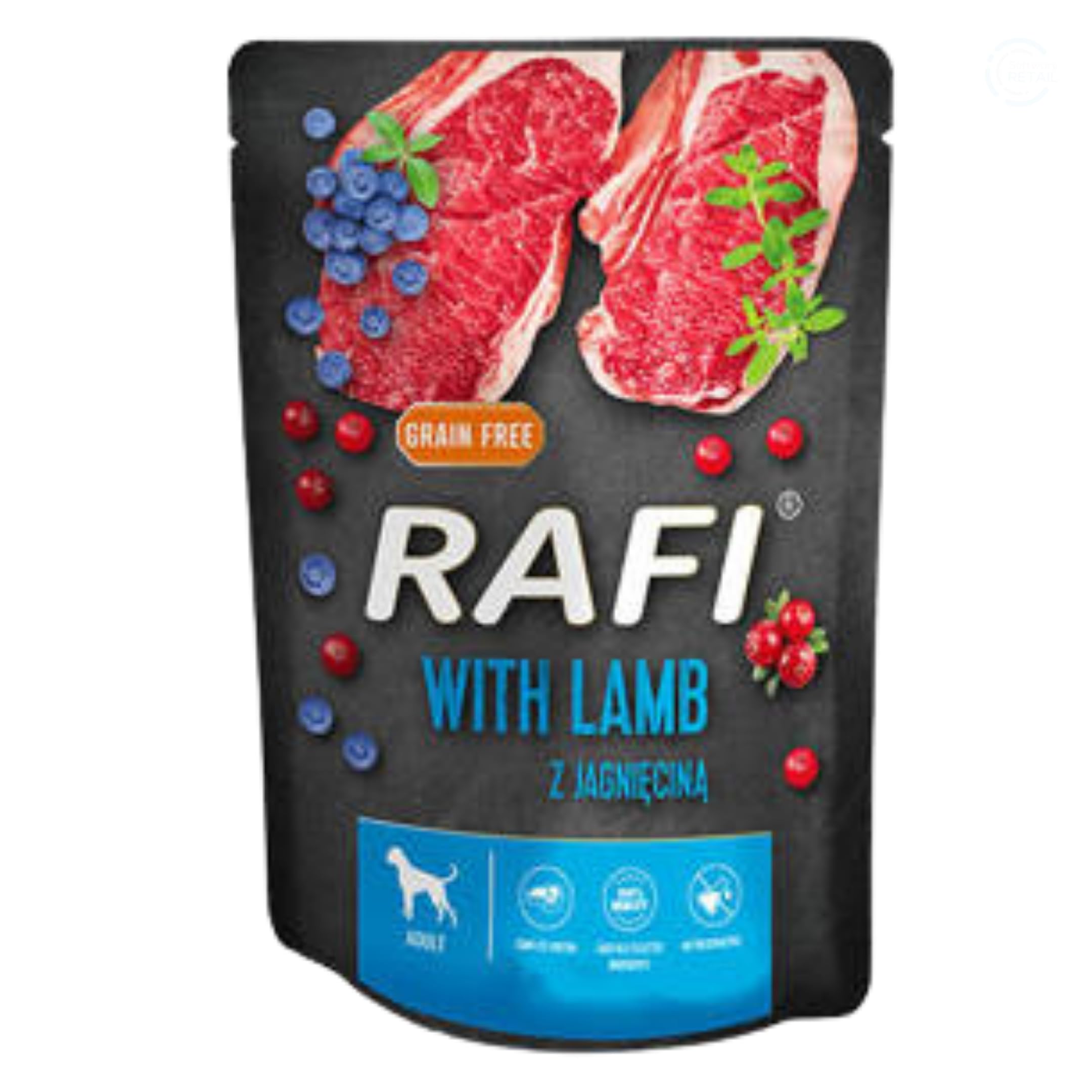 Rafi Complete Wet Dog Food: Meat & Natural Ingredients, Grain-Free, Immune-Boosting Superfoods in Every Flavour! Healthy & Tasty Nutrition for All Breeds! (Lamb, 300g)