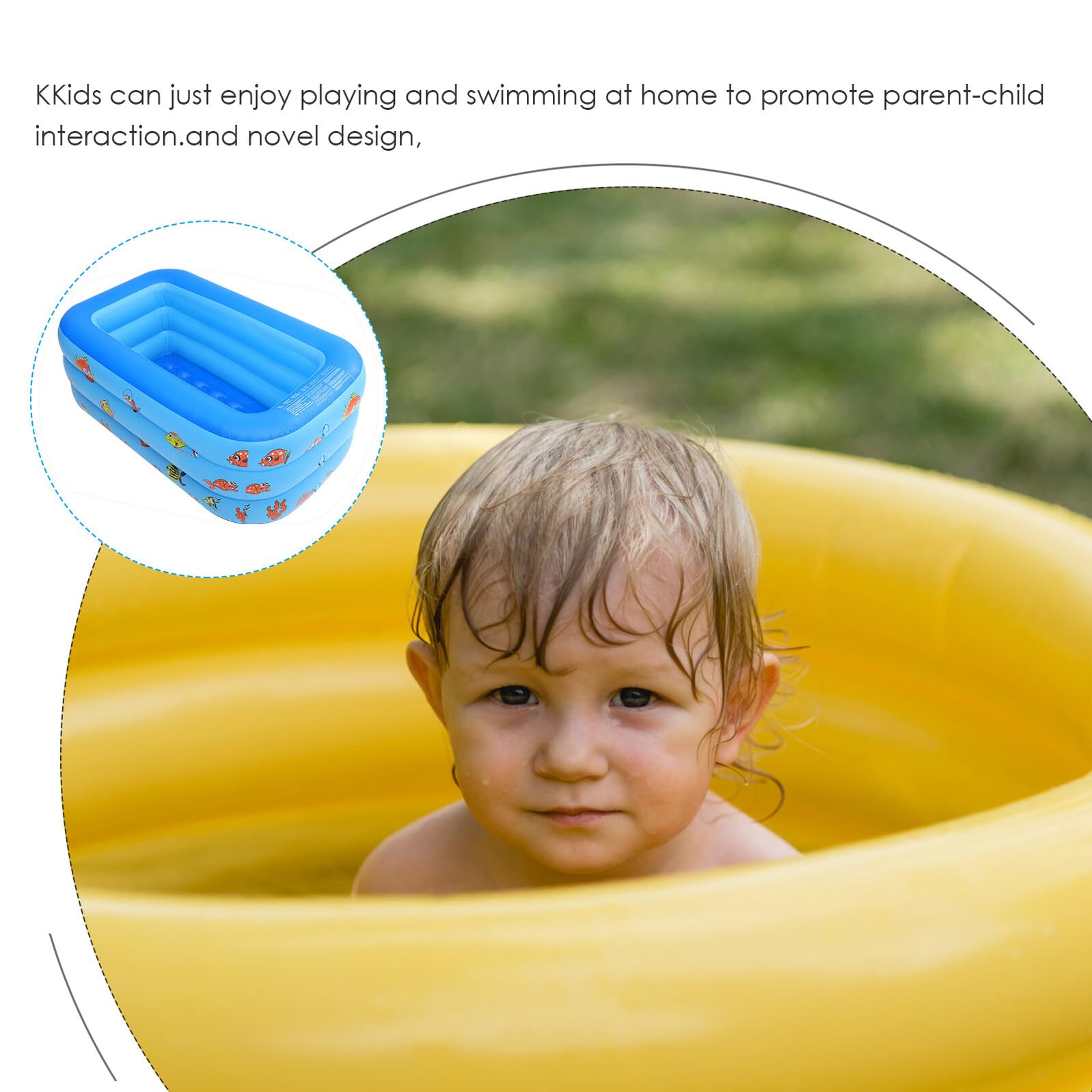 Piscina Infantil Inflable de PVC, Tres Capas, Azul para Niños