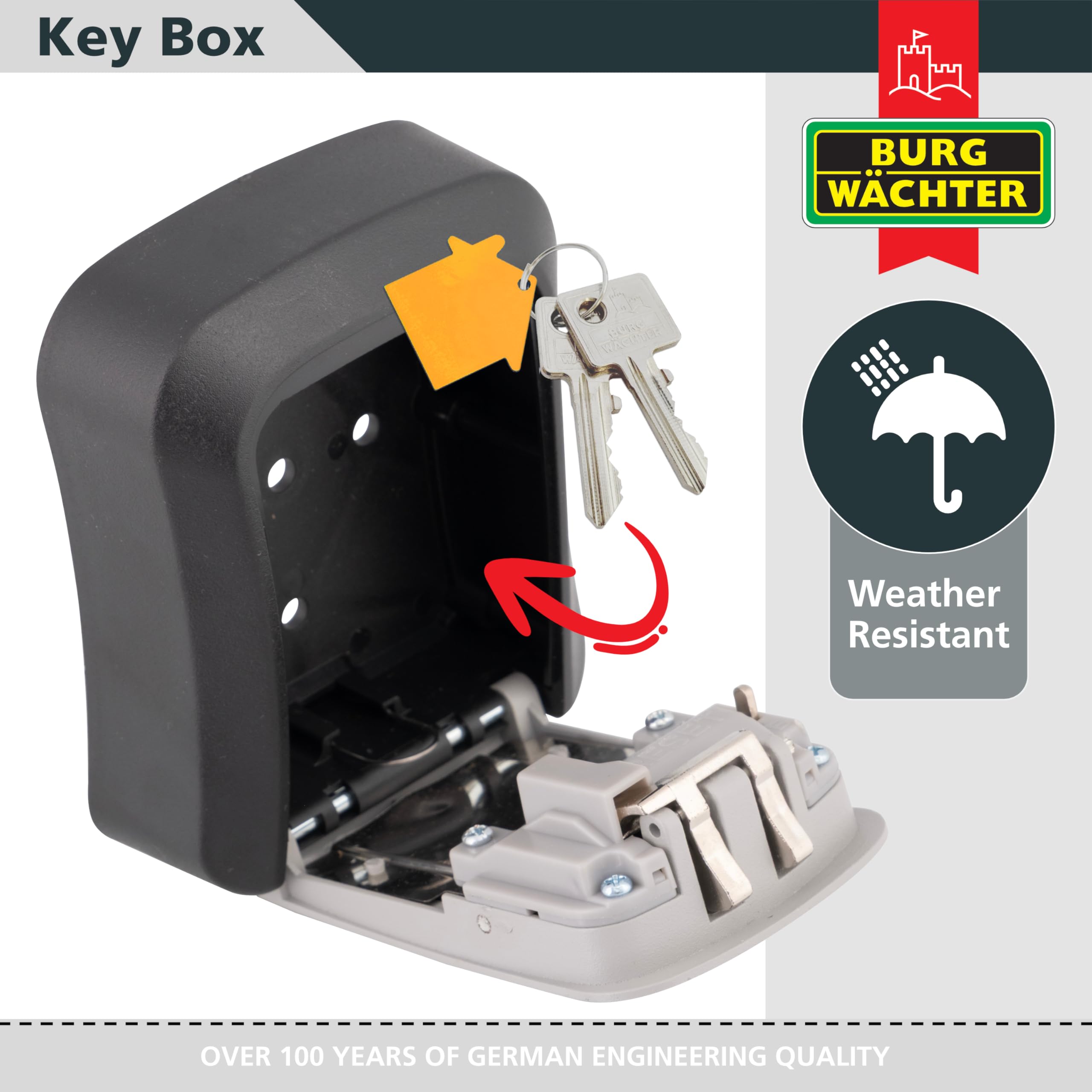 Point Wall Mounted Outdoor Combination Key Safe Lock Box, Black Or Gray - Image 4