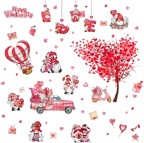 Miniatura 6 de 2 hojas de calcomanías de pared para el día de San Valentín, árbol de corazón, árbol rojo, camión, día de San Valentín, calcomanías de pared