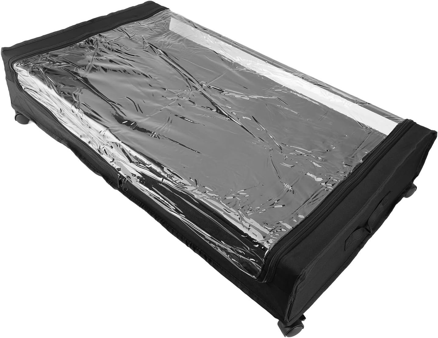 ciciglow Under Bed Storage Container, Rolling Drawer with Clear Lid, 4 Wheels, Under Bed Organizer for Clothes, Books, Shoes (Black)