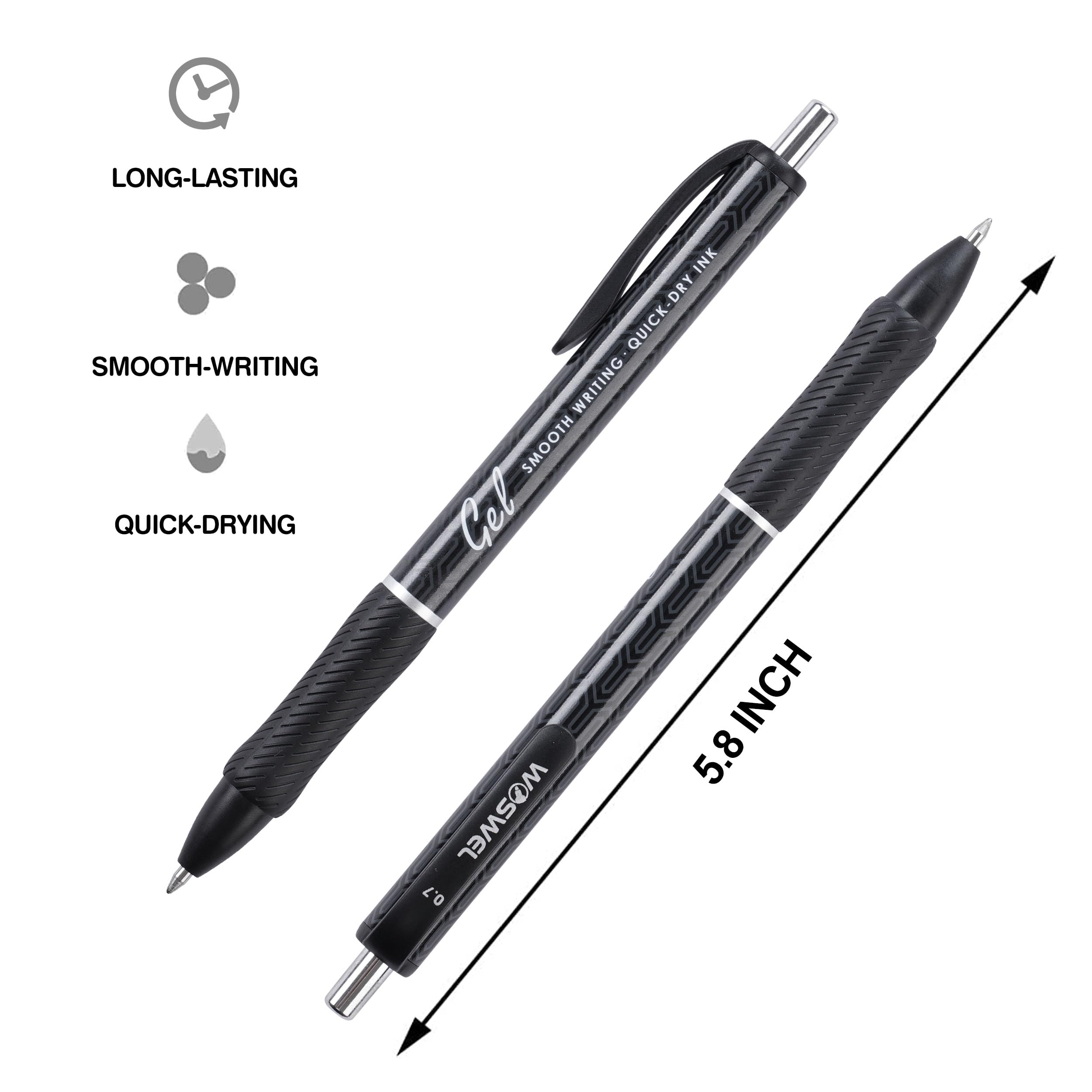 Bolígrafos De Gel Tinta Negra 5 Unidades 0.5 Mm Punta Fina