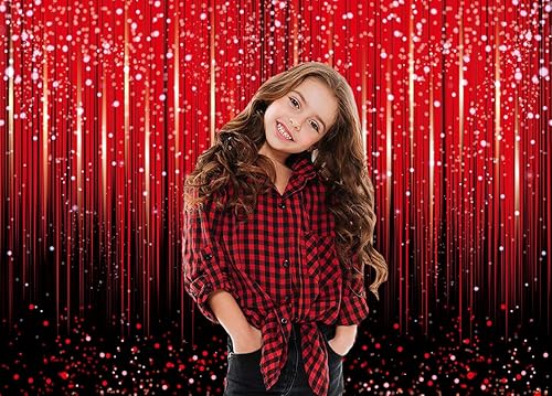 Miniatura 3 de Telón de fondo rojo con purpurina para fotografía con lentejuelas Bokeh negras y rojas, fondo de fiesta de cumpleaños, baby shower, invierno,