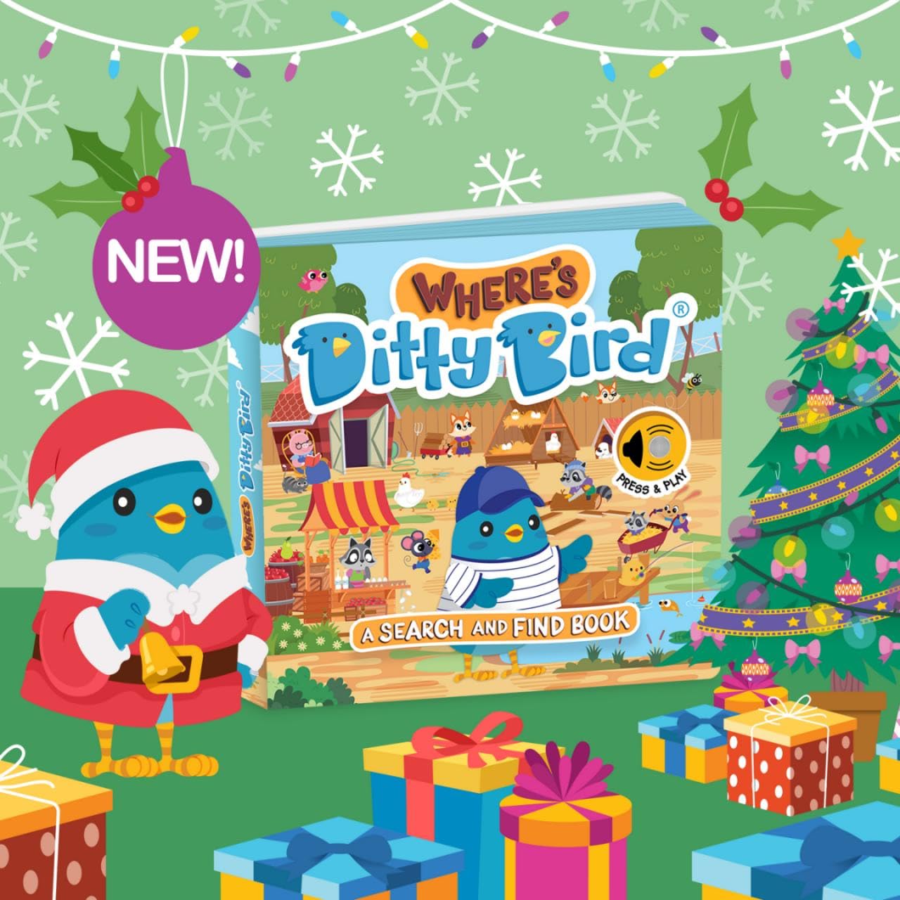 DITTY BIRD Libro de sonidos para bebés: Nuestro libro musical para bebés es el juguete perfecto para niños de 1 año y niña de 1 año. Juguete educativo para niños pequeños.