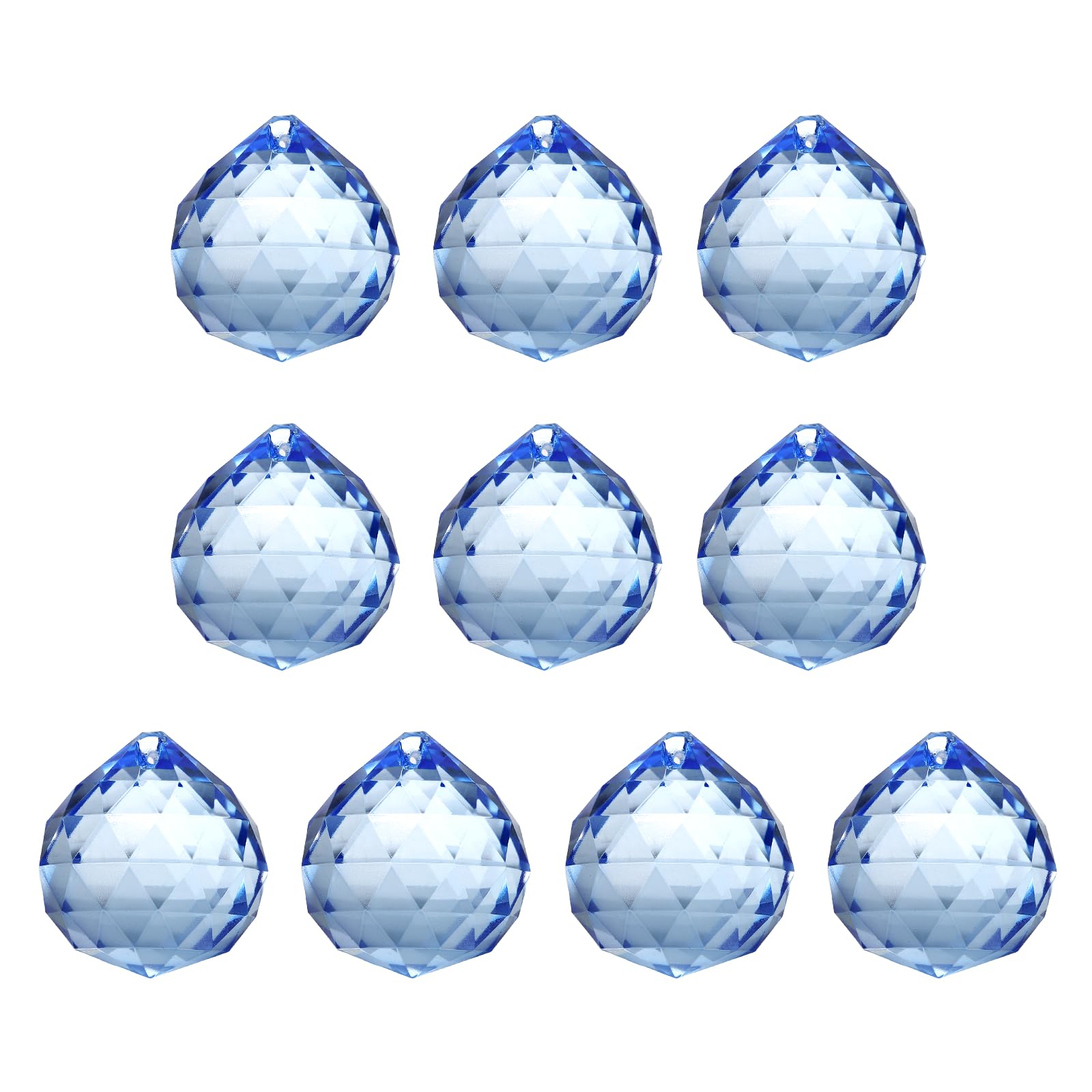 YELARXI Crystal Ball Prisms, Sun Catcher Hanging Prism Sun Catcher Pendant 44mm / 1.73Inch & 10 Pack & Light Blue-Fitting for (Outdoor/Indoor/Windows/DIY Decor/Feng Shui/Chandelier)