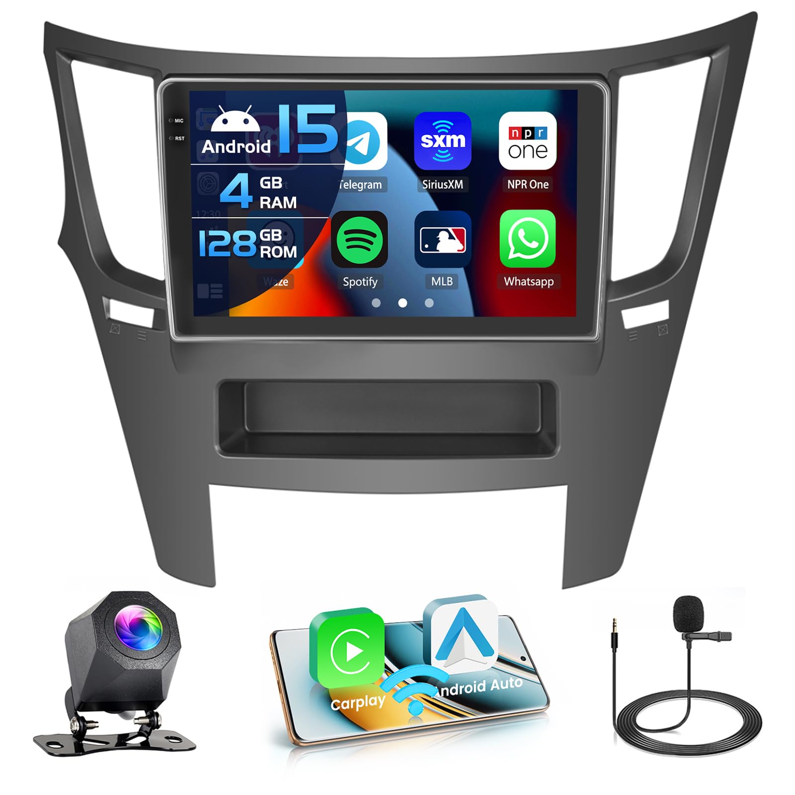 Inefala 4G 128G for Subaru Outback Legacy 2010-2014 Radio CarPlay 9" Incell Touchscreen Car Stereo Android 15 Android Auto Bluetooth 5.0 GPS WiFi 15UI