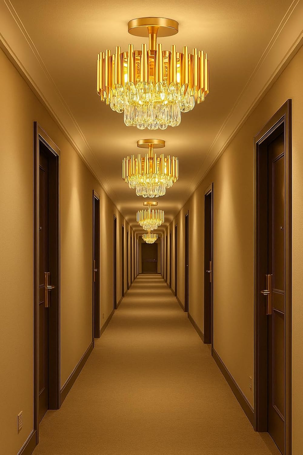 ultimate Gold 300mm K9 Crystal Chandelier with Inbuilt 30W 3-Color LED Light – Elegant Ceiling Light Fixture for Living Room, Bedroom, Hallway, and Foyer Décor-image-35