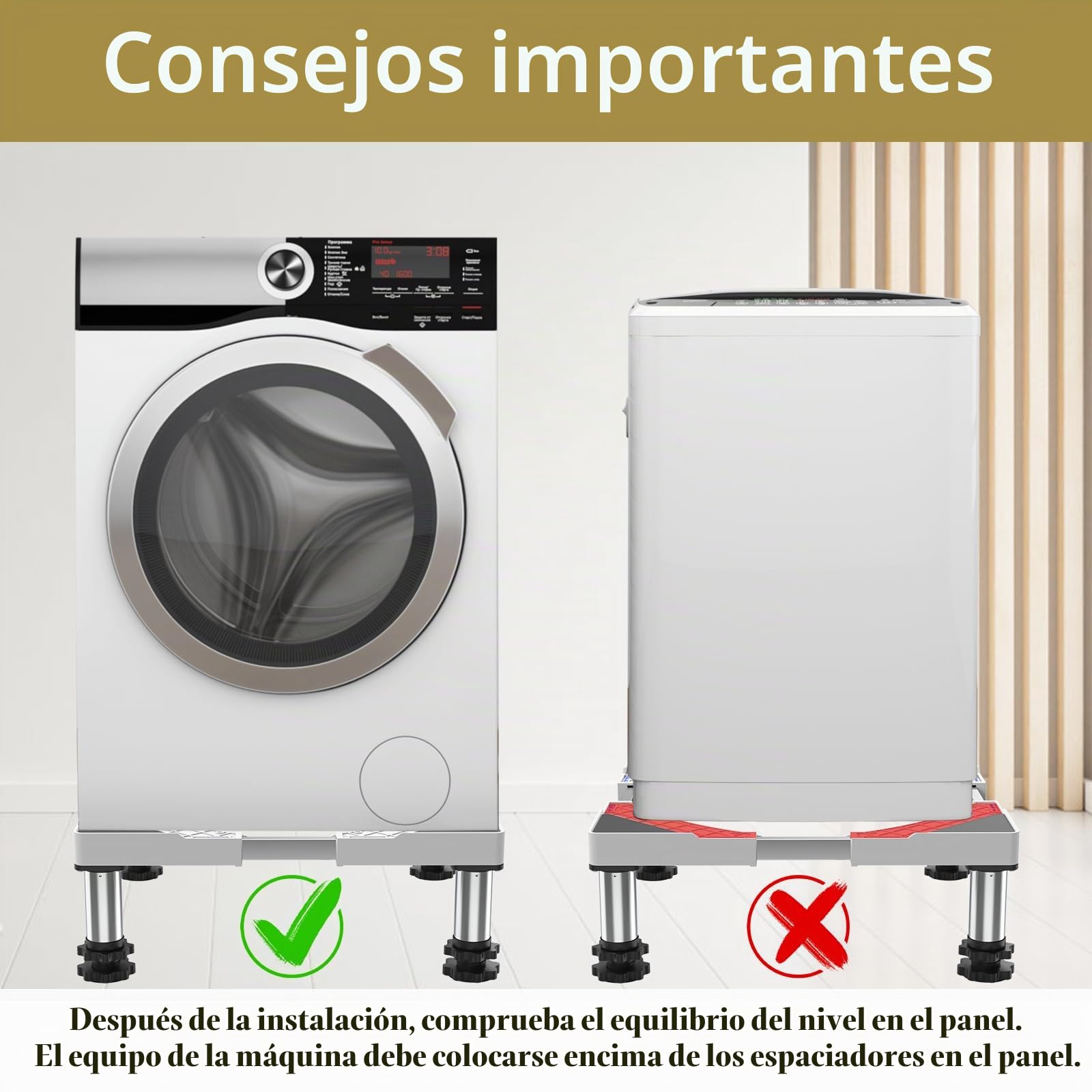 DEWEL Soporte Lavadora Ajustable para Lavadoras, Frigoríficos y Secadoras