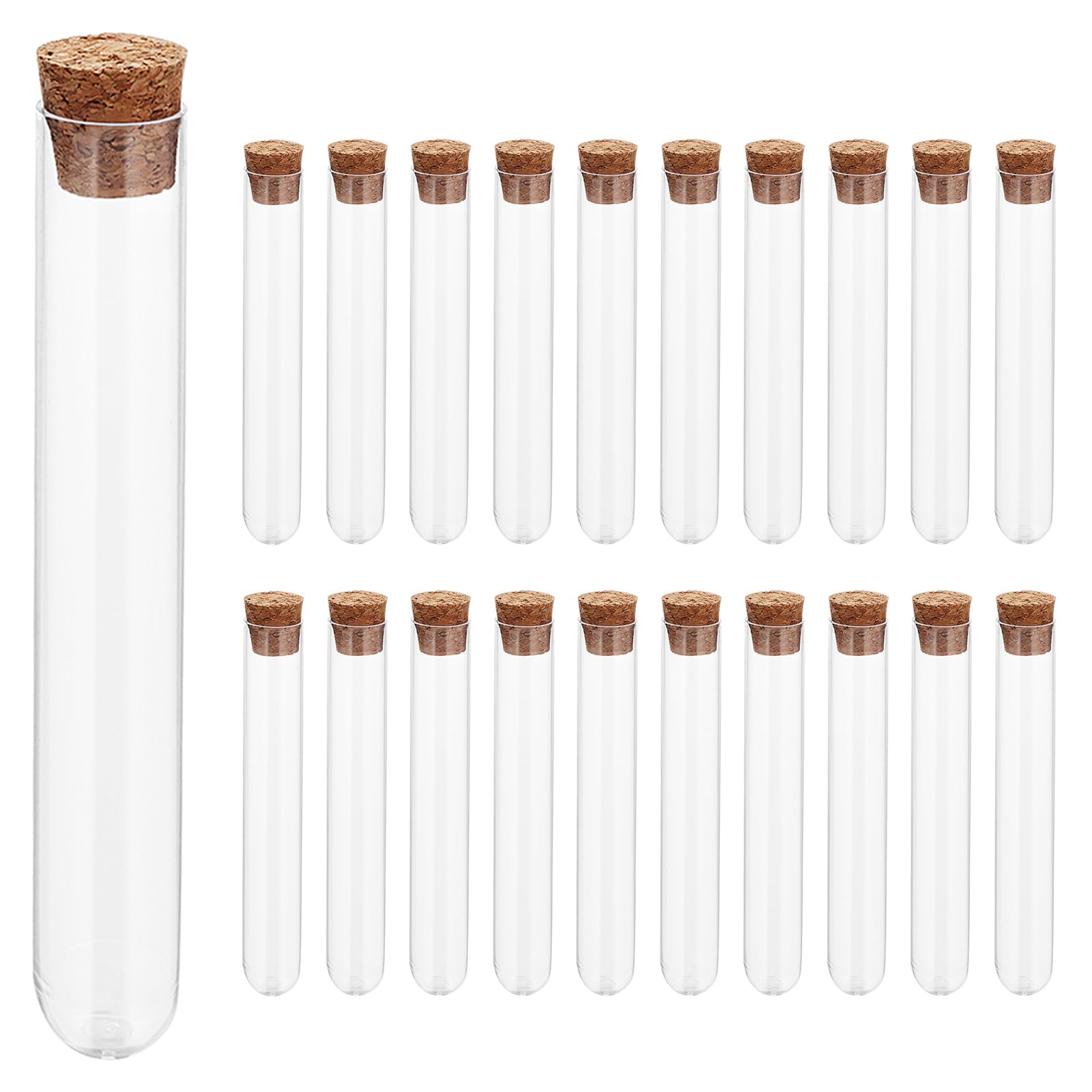 Lot de 120 tubes à essai avec bouchon, 16 x 100 mm, en plastique transparent, tubes à essai pour fleurs, bricolage, Candy Spices