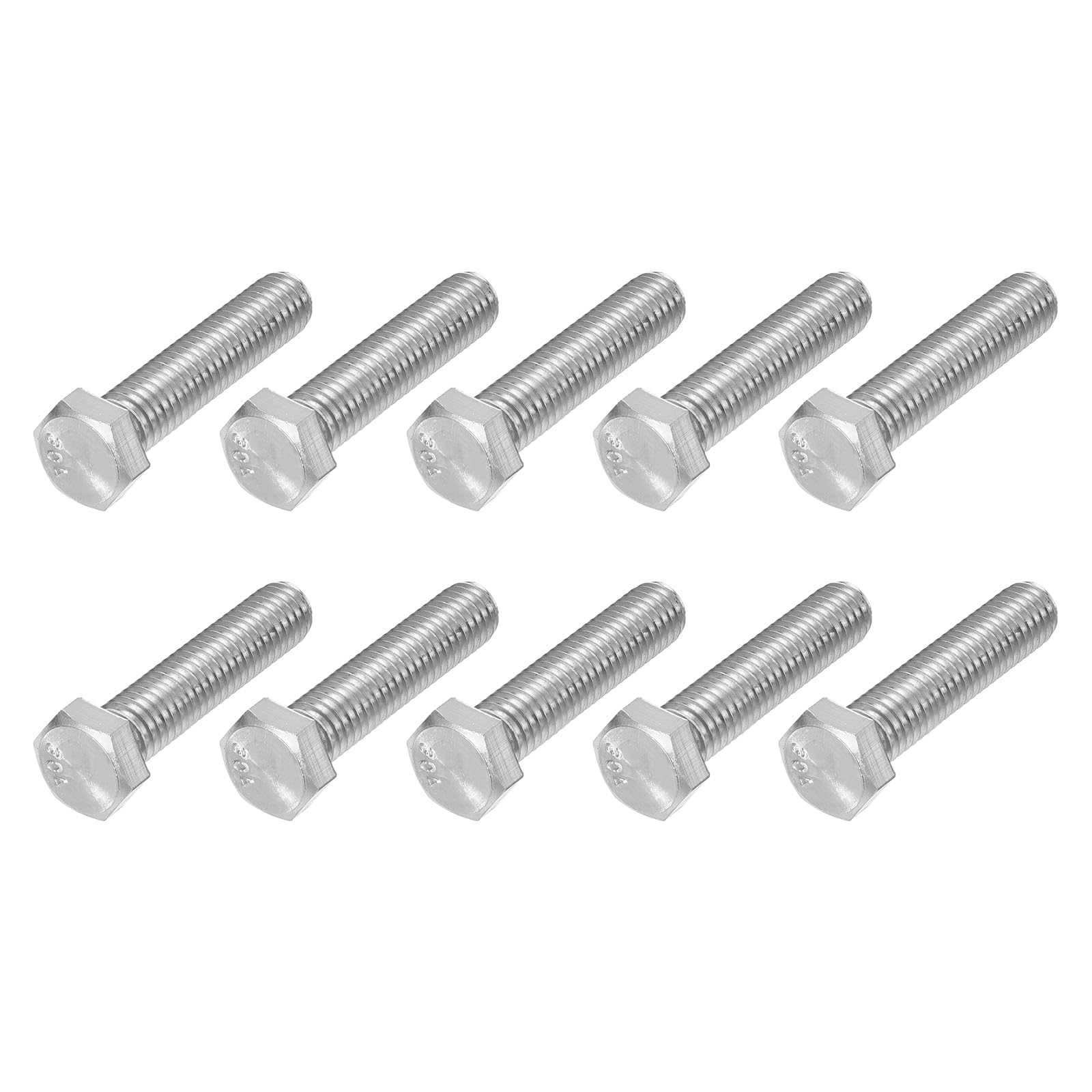 METALLIXITY Hex Head Bolts (3/8-16 x 1-3/4") 10Pcs, 304 Stainless Steel 18-8, Fully Threaded, External Hex Drive