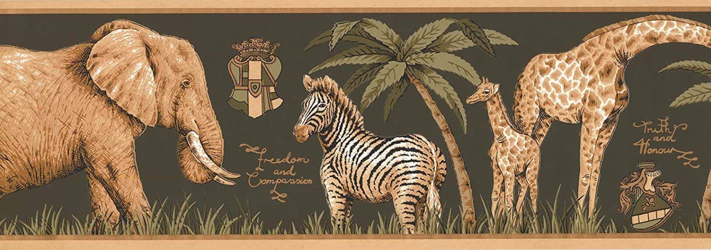 ザンビア　象デザイン　クロス CONCORD WALLCOVERINGS ™ Vintage African Safari Wallpaper Border, 7