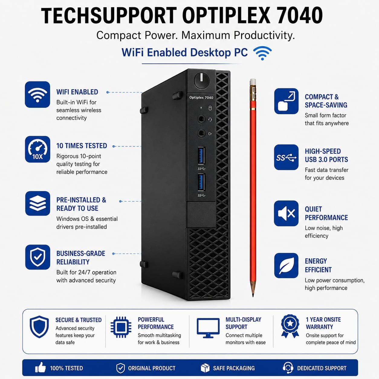 TECHSUPPORT Desktop Tiny Pc (Córe i7-7Th Gᥱn,16 Gb Ddr4 Ram, 512