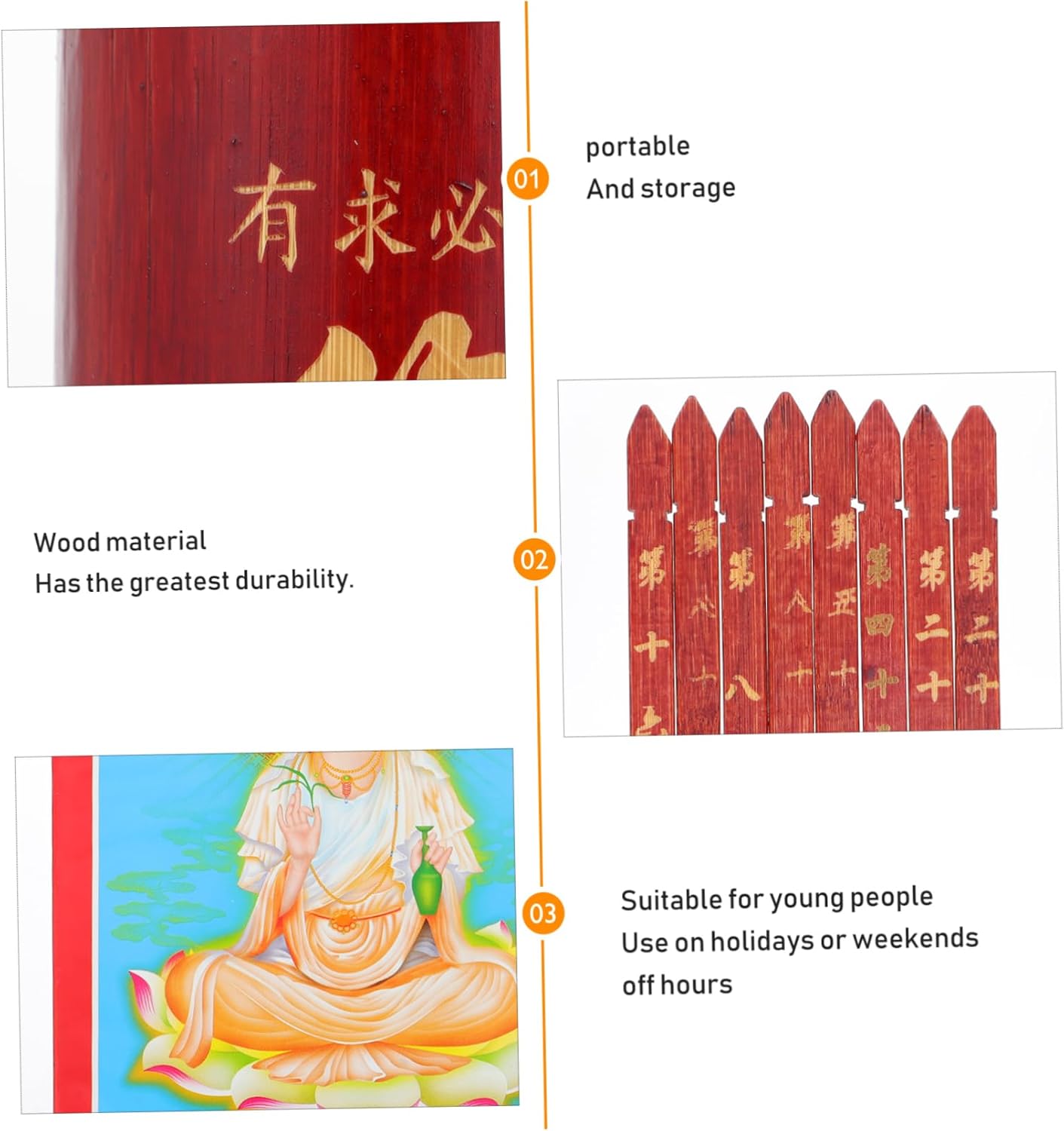Chinese Fortune Sticks Set Buddhist Divination Stick Prop for Home and Office