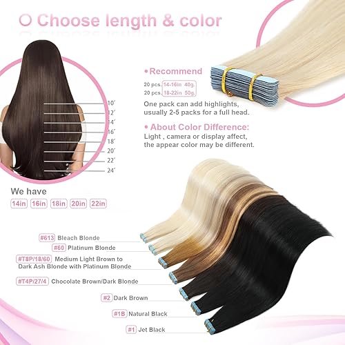 Miniatura 3 de Evala Extensiones de cabello humano con cinta adhesiva, extensiones de cabello humano rubio platino 60, extensiones de cabello Remy con cinta