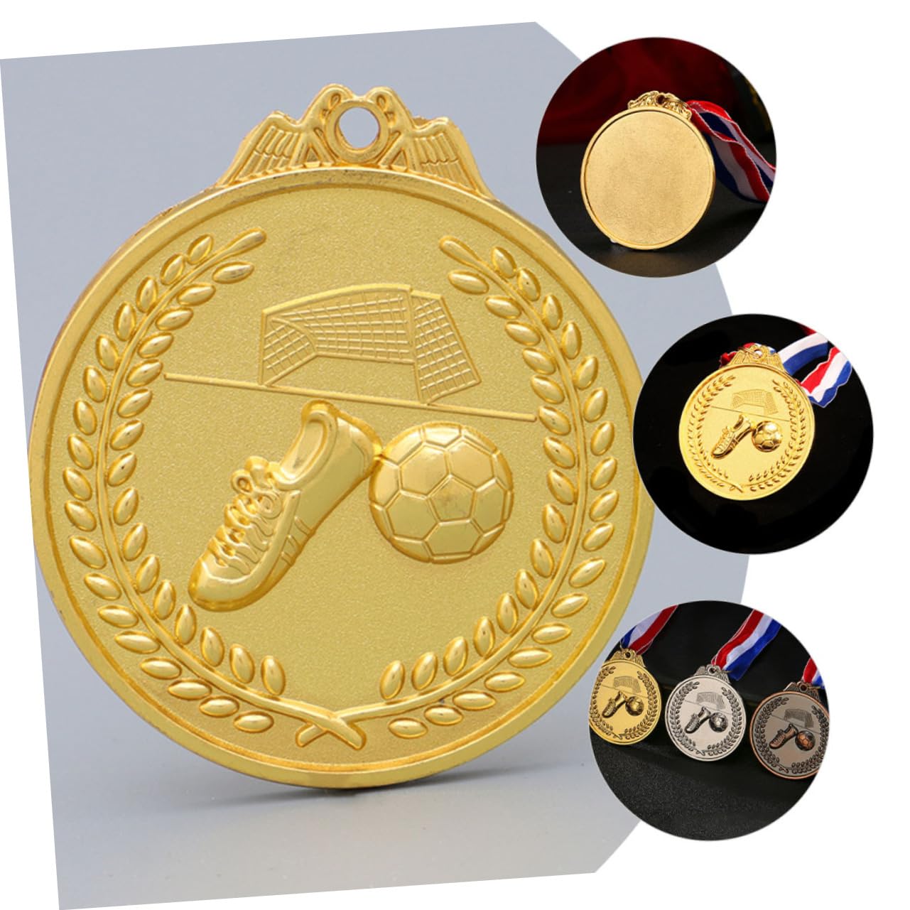 Toddmomy Medallas De Fútbol Metálicas Doradas Premios Deportivos Arcoíris para Competiciones Escolares