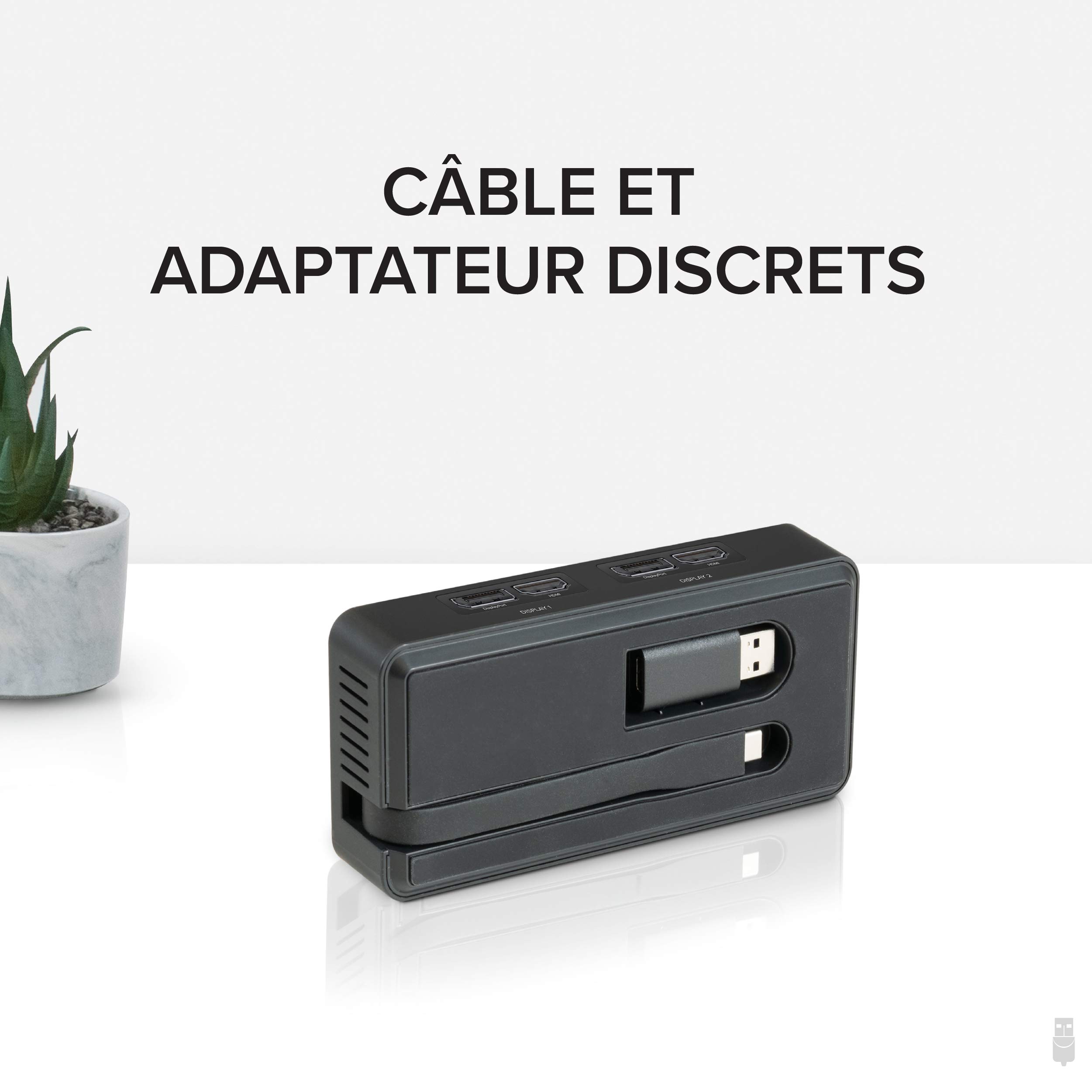 Plugable Adaptateur Double Moniteur 4K DisplayPort et HDMI pour USB 3.0 et USB-C, Compatible avec Windows