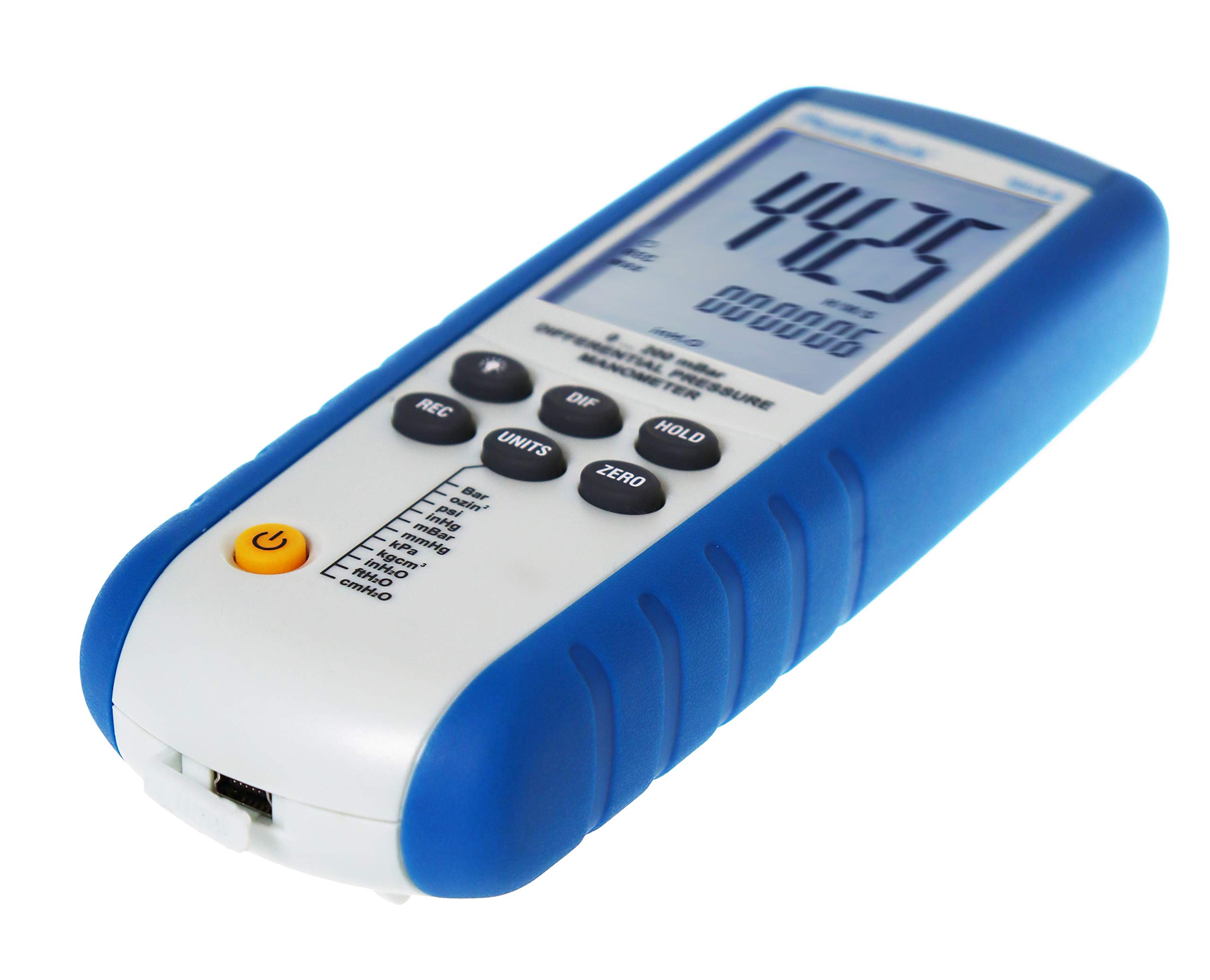 PeakTech P 5144 – Digitales Manometermit Messbereich bis max. 200 mBar, Differenzdruck-Messgerät mit USB-Port, Messung für Druckdifferenzen, LCD-Anzeige mit Beleuchtung, inkl. Windows-Software
