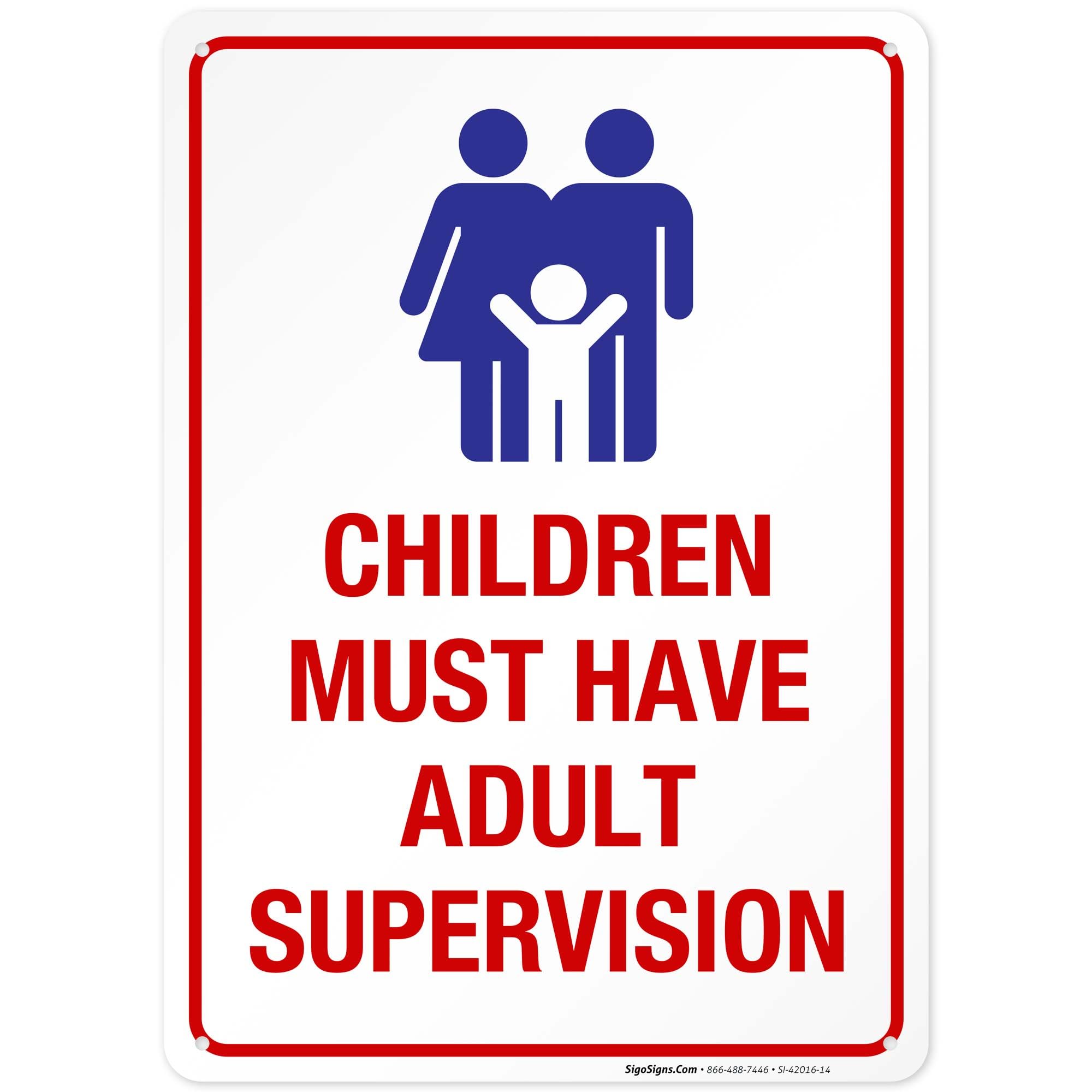 Pool Sign, Children Must Have Adult Supervision Sign, 10x14 Inches, Rust Free .040 Aluminum, Fade Resistant, Made in USA