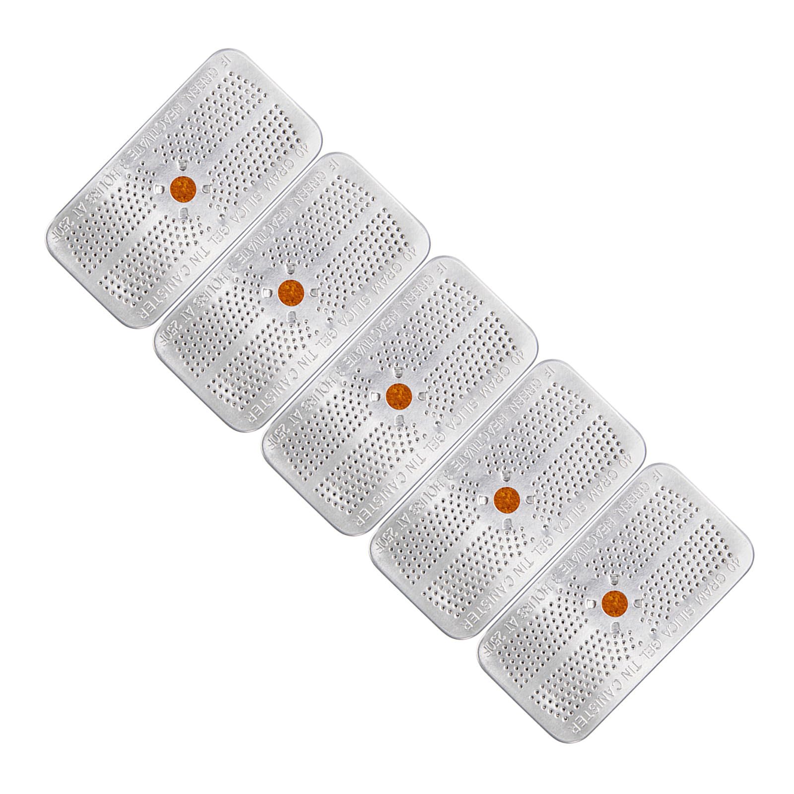 Wiederverwendbare Silicagel Feuchtigkeitspacks zur Feuchtigkeitsabsorption mit Farbindikator 5 Stück 40 Gramm Aluminiumdose für Elektrogeräte und Elektronik