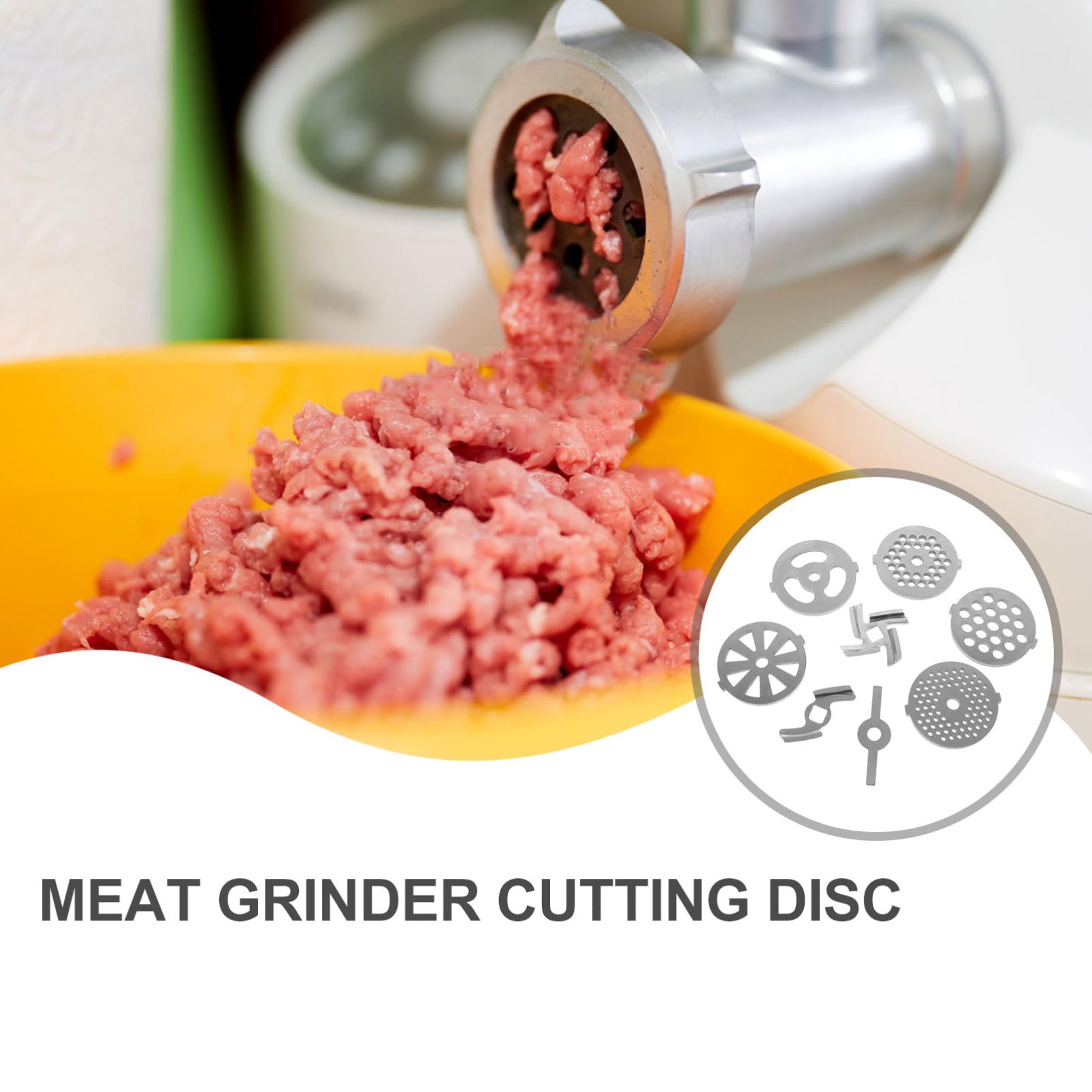 Discos para Picadora de Carne Eléctrica, 8 Piezas Acero Inoxidable | Plata, Orificios Redondos de 7mm y Cuadrados de 8, 3mm, Recambio para Cuchillas Usadas