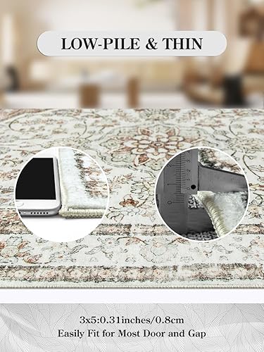 Miniatura 50 de Lahome Alfombras orientales lavables de 3 x 5 pies, antideslizantes, ultrafinas, suaves, de estilo bohemio para dormitorio, alfombra tradicional