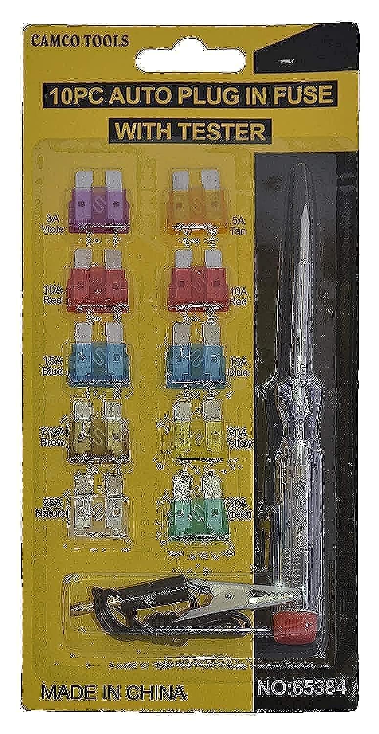 Camco Tools Automotive Fuses Kit with Tester (10 Pieces)