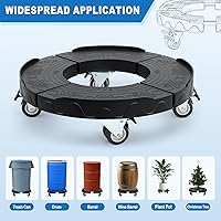 Vista 6 de W B D WEIBIDA Papelera con ruedas ajustables de 15 a 19 pulgadas, rodillo redondo con 4 ruedas, carrito de tambor, resistente, 440 libras, carrito