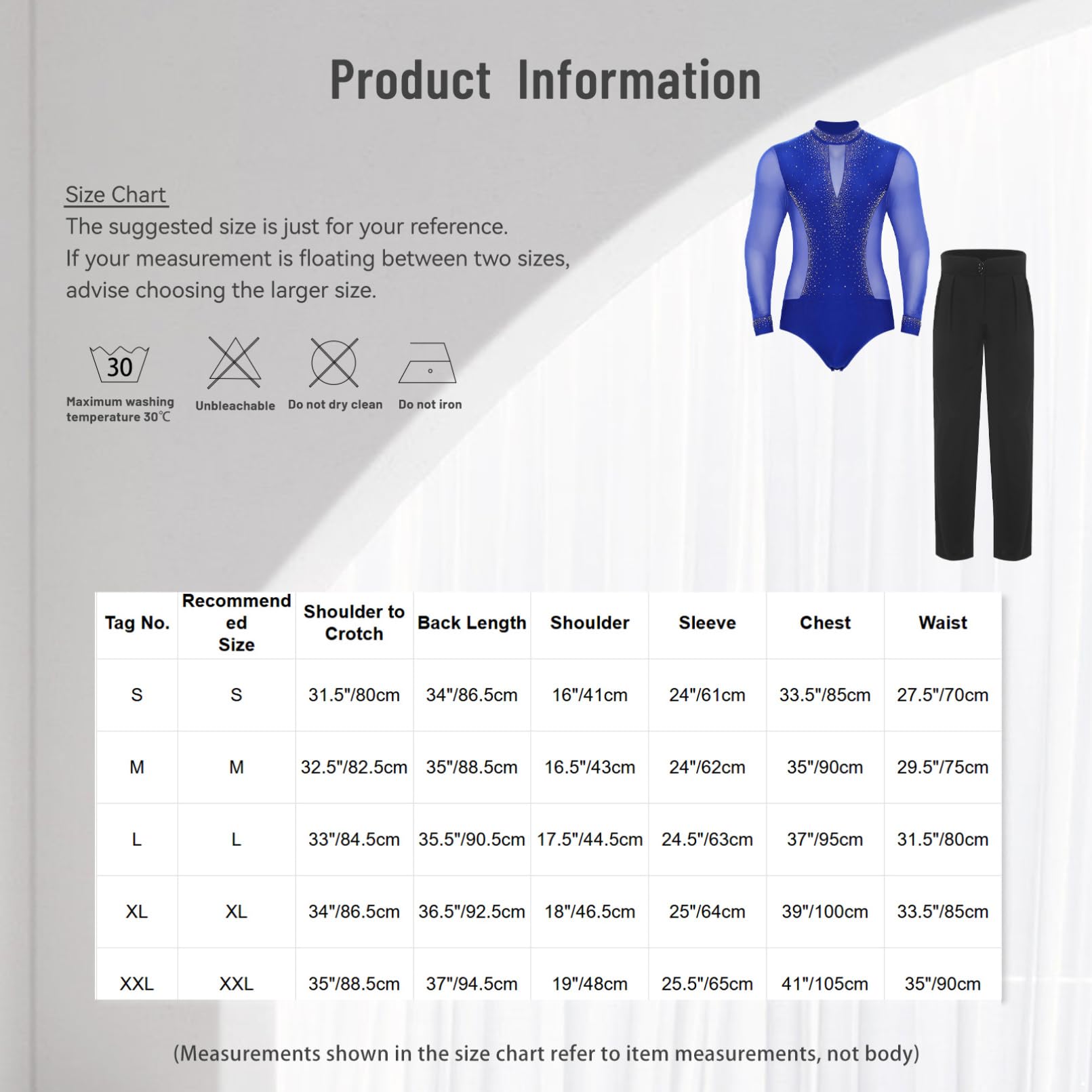 Maillot de gimnasia para hombre, con pantalones de baile, manga larga, para gimnasia, patinaje artístico, disfraz